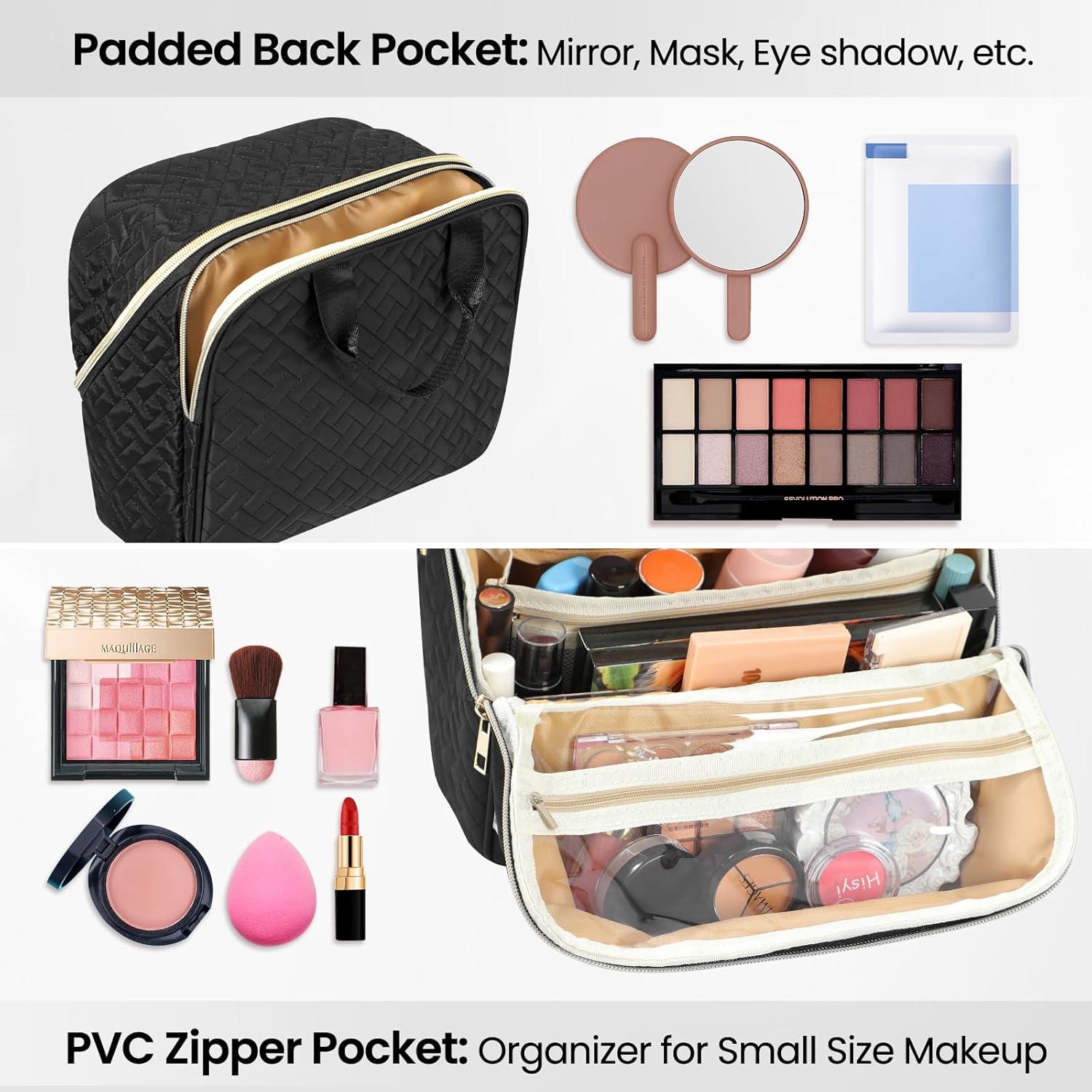 Bolsa de Maquillaje Joyytuu Negra, Gran Capacidad, Impermeable