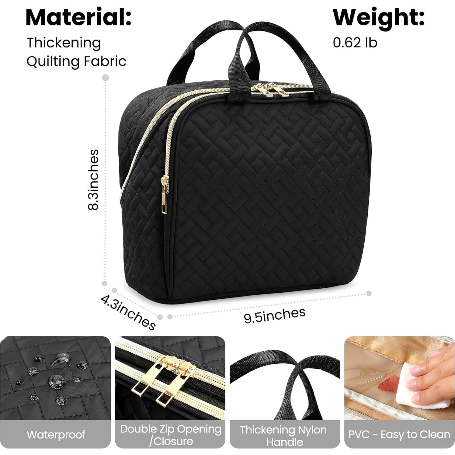 Bolsa de Maquillaje Joyytuu Negra, Gran Capacidad, Impermeable