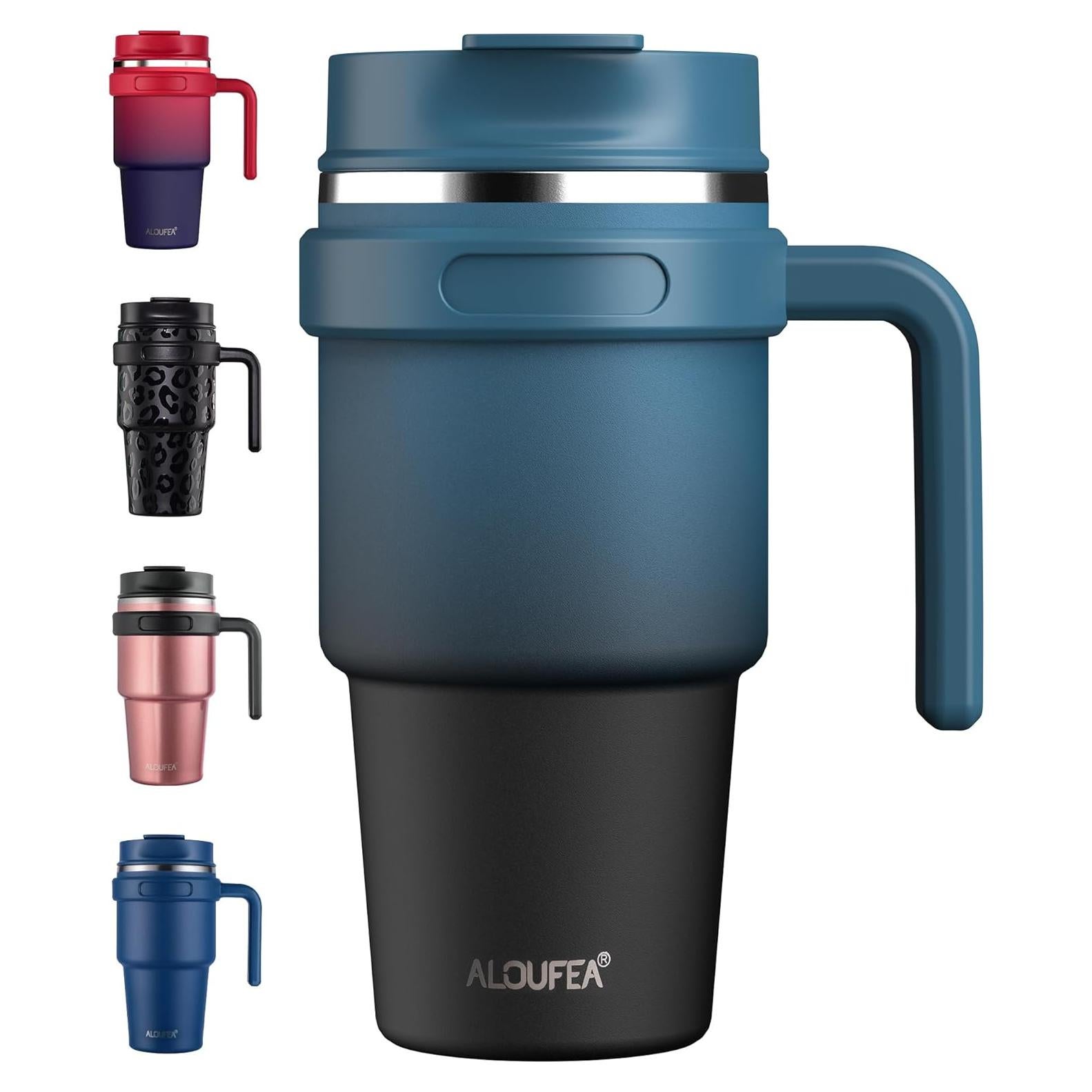 Taza de Café Aislada ALOUFEA 20 oz Acero Inoxidable Negro