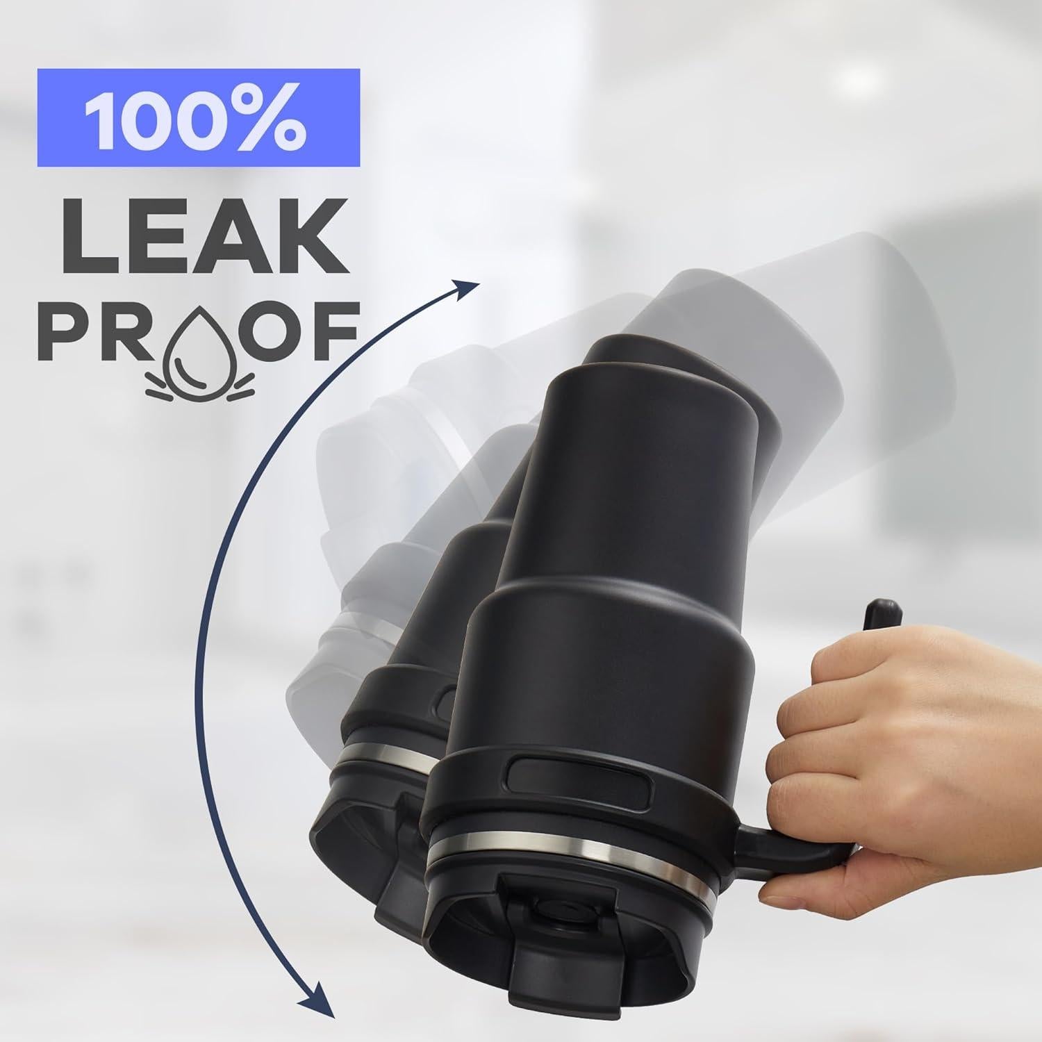 Taza de Café Aislada ALOUFEA 20 oz Acero Inoxidable Negro