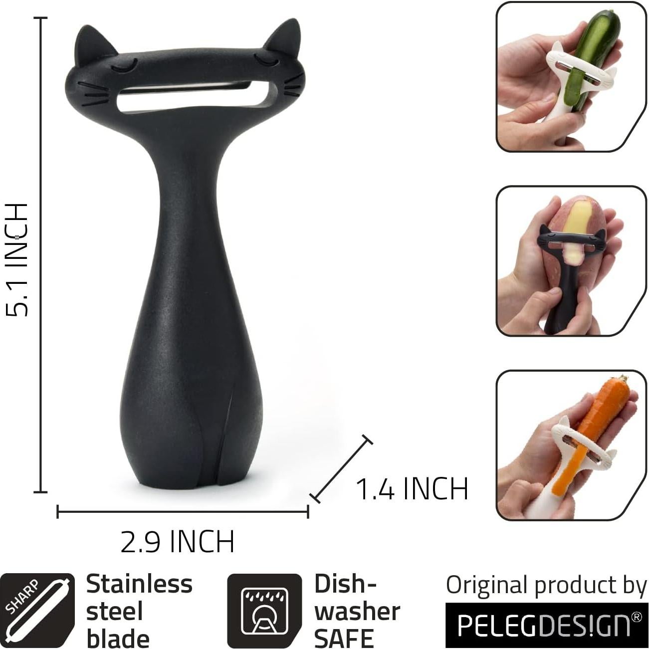 Pelador de Verduras Peleg Design Gato Negro 12.95x7.37cm