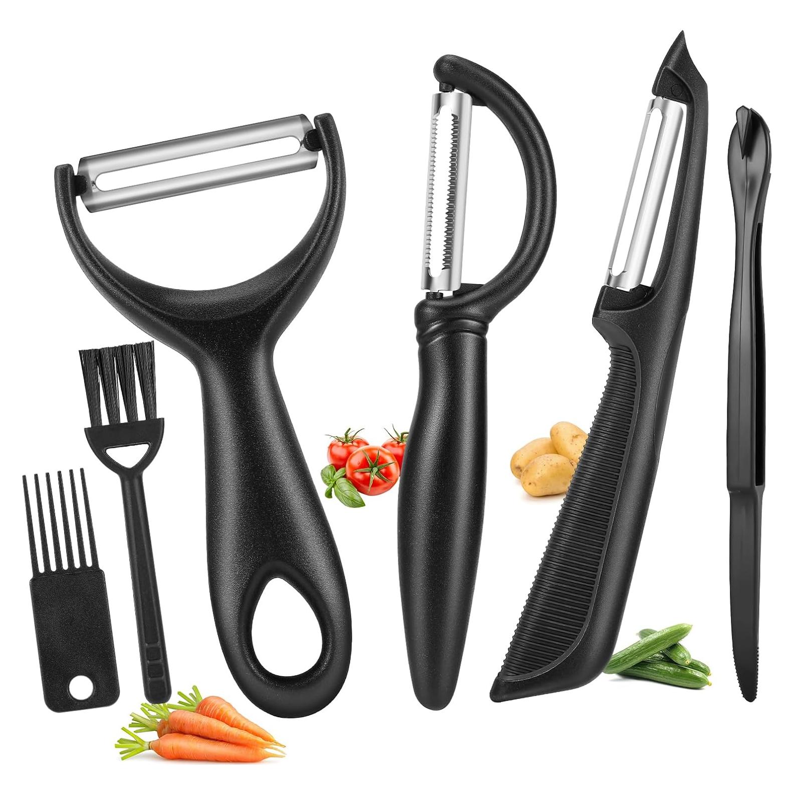 Set de 3 Peladores de Verduras Senbowe - Acero Inoxidable, Negro