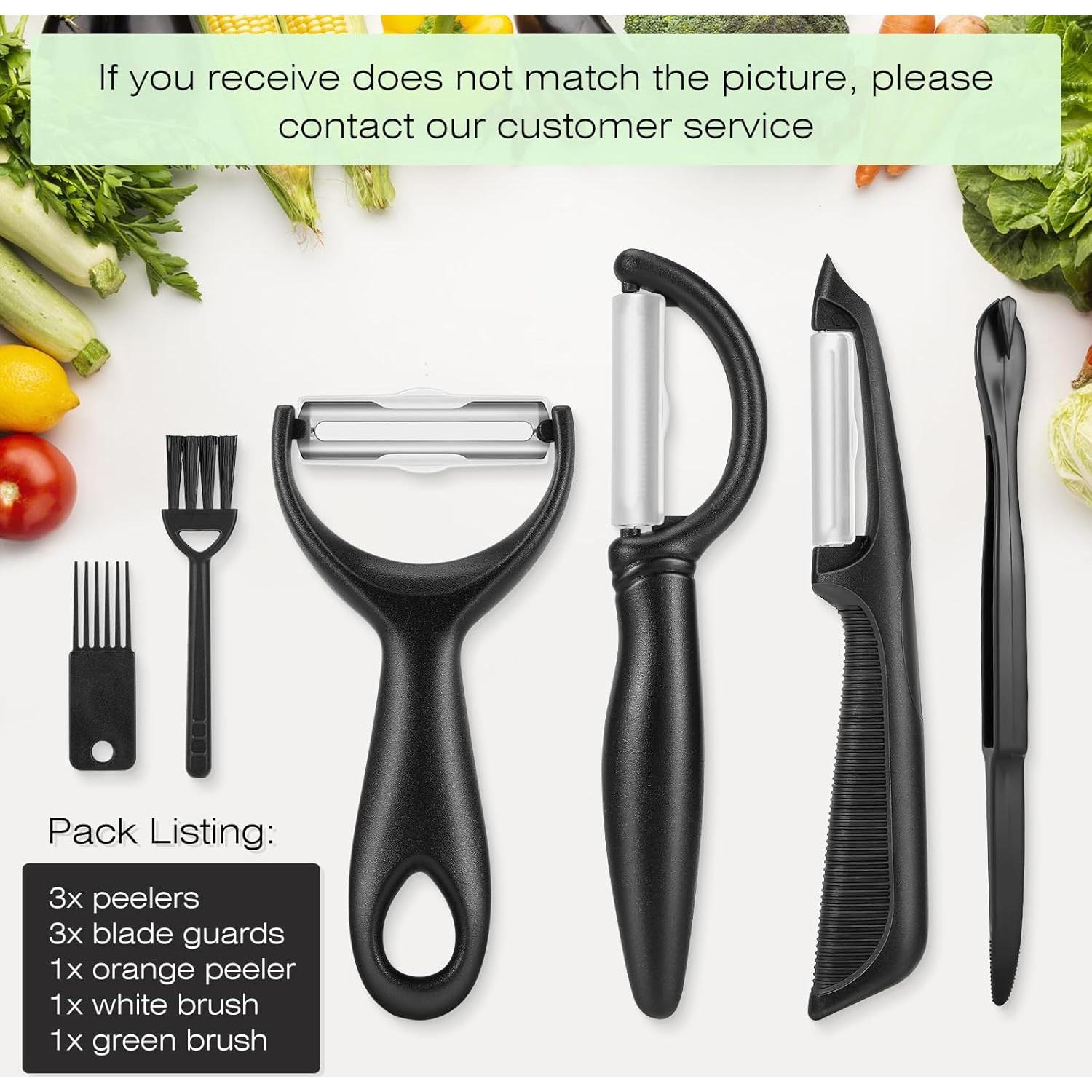 Set de 3 Peladores de Verduras Senbowe - Acero Inoxidable, Negro