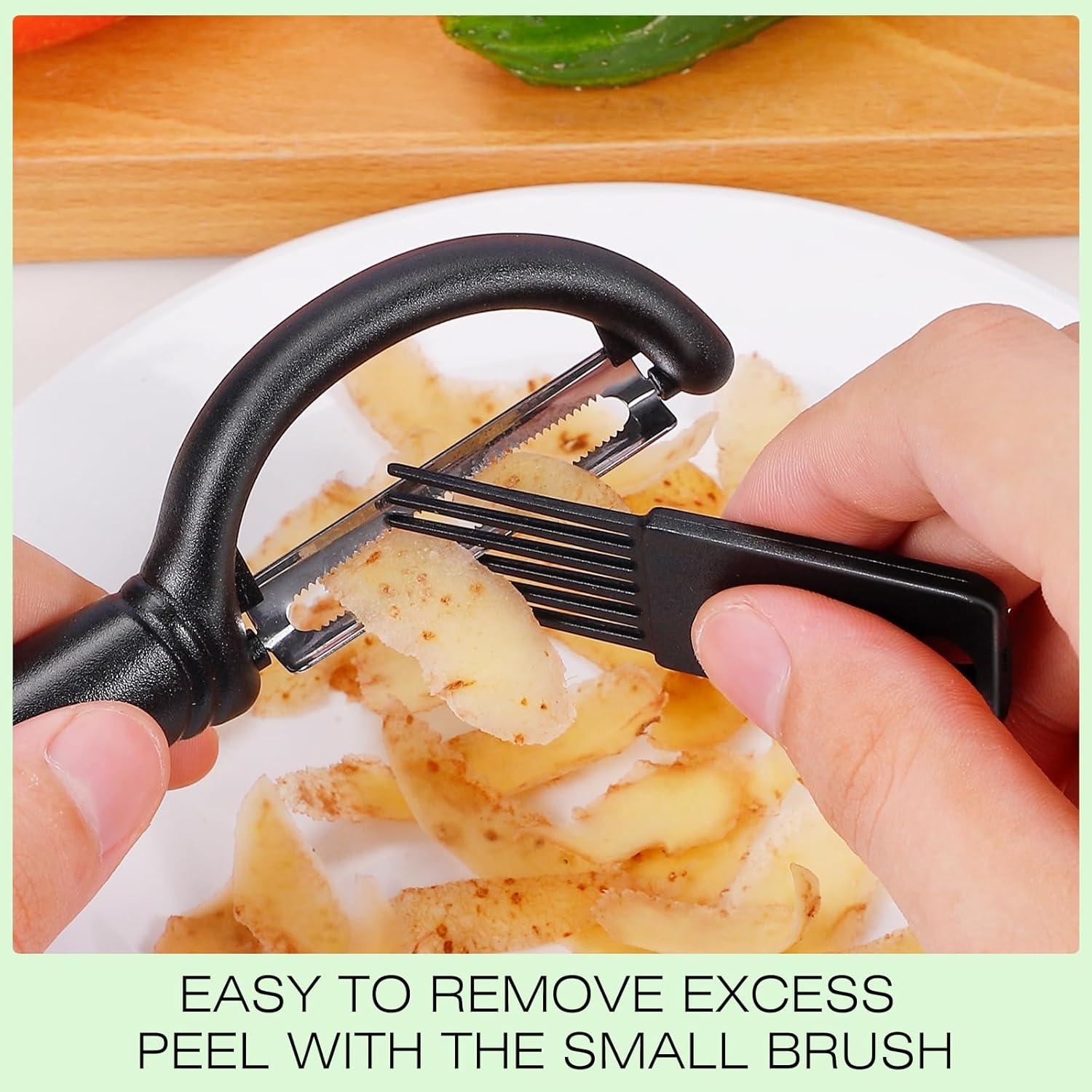 Set de 3 Peladores de Verduras Senbowe - Acero Inoxidable, Negro