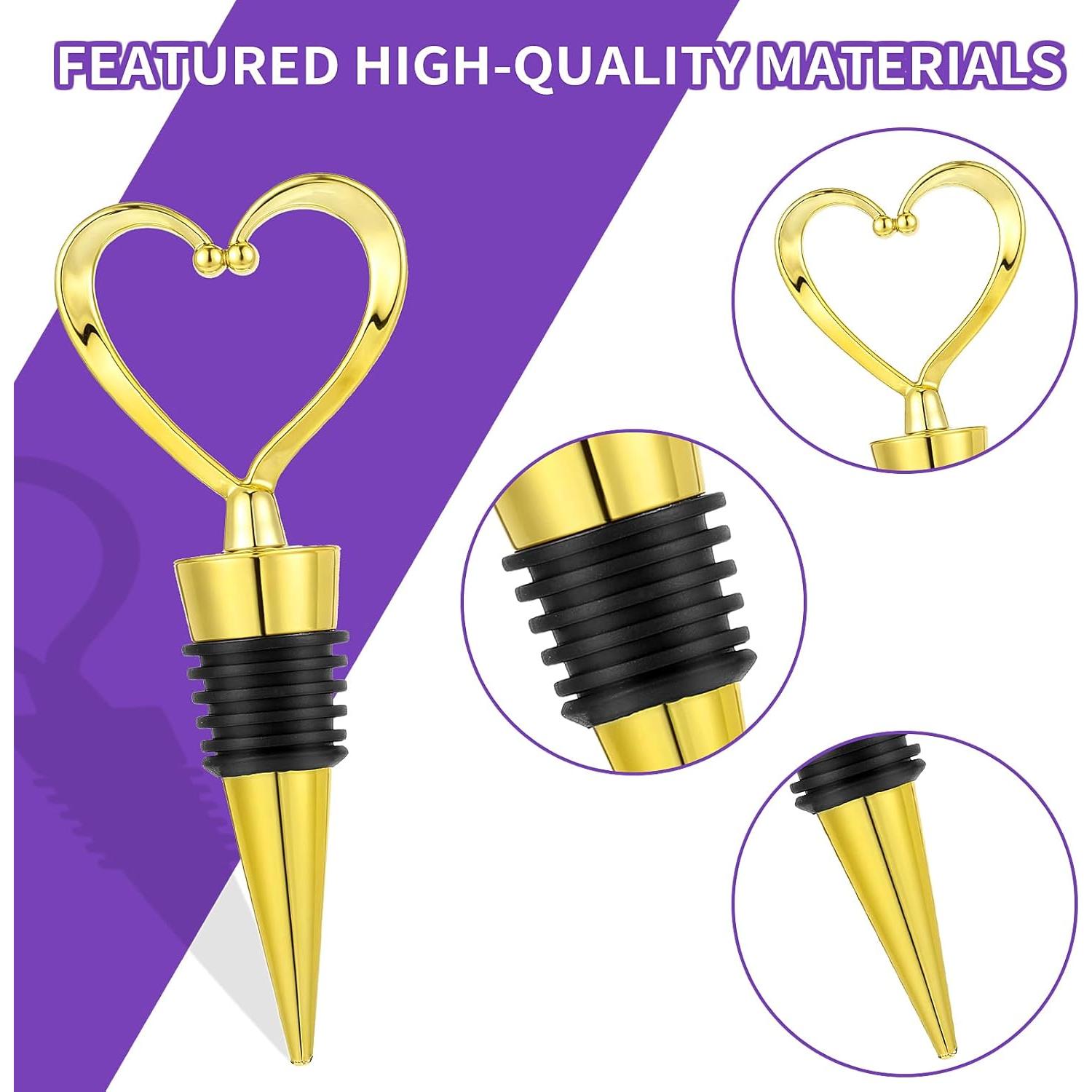 2 Tapones de Corazón para Vino COMNICO Dorado Reutilizables