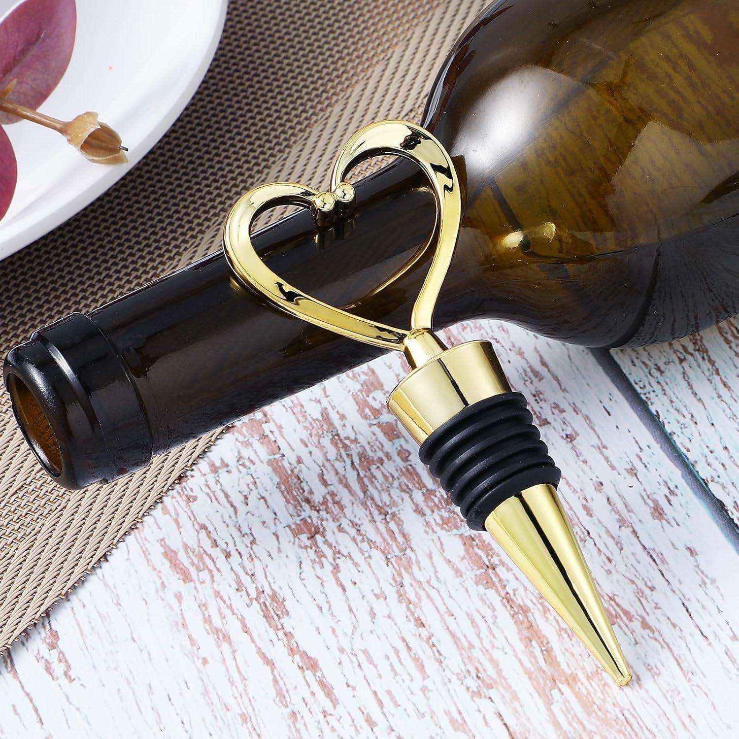 2 Tapones de Corazón para Vino COMNICO Dorado Reutilizables