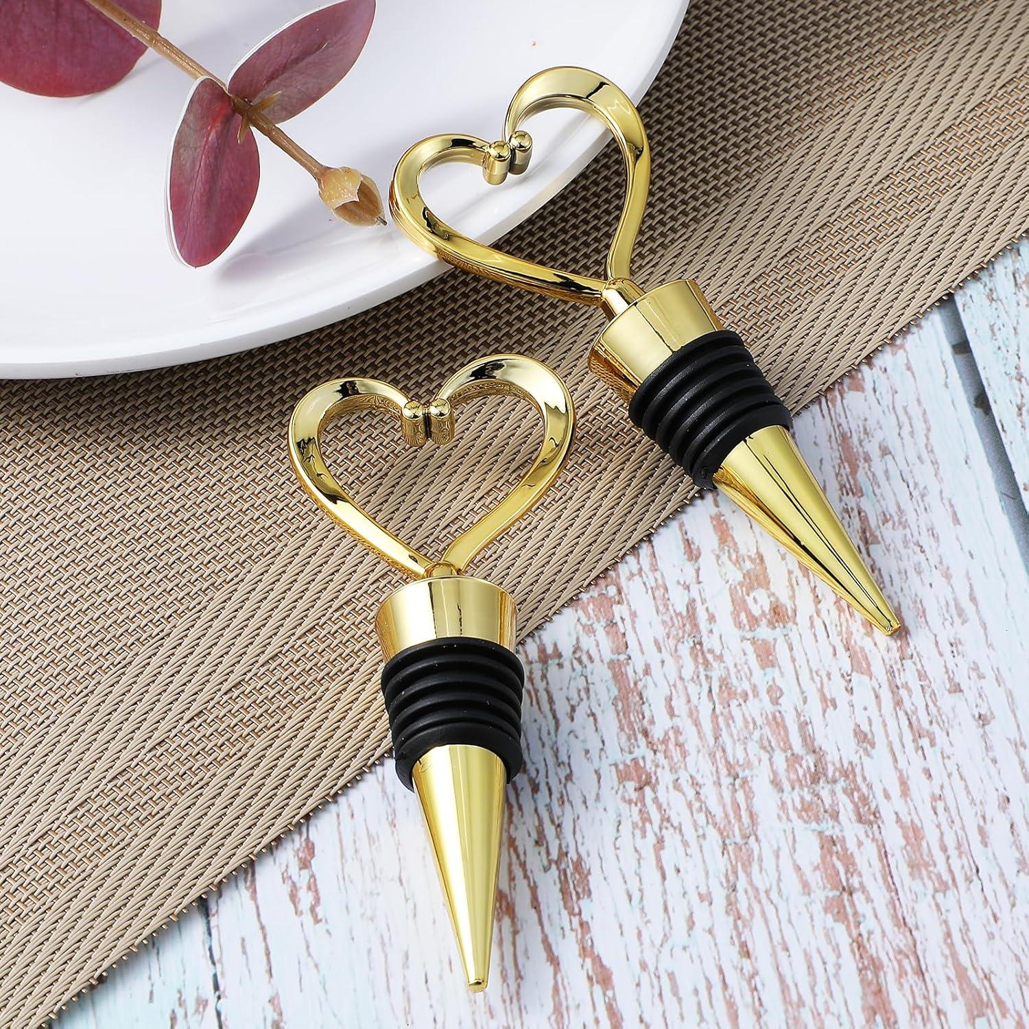2 Tapones de Corazón para Vino COMNICO Dorado Reutilizables