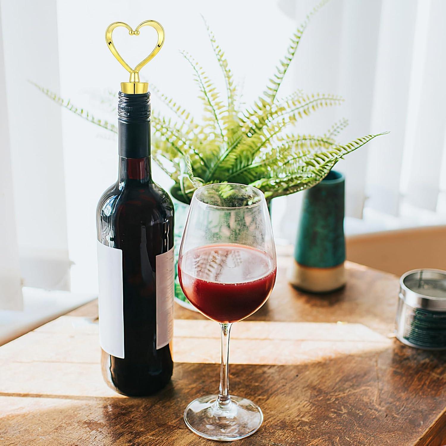 2 Tapones de Corazón para Vino COMNICO Dorado Reutilizables