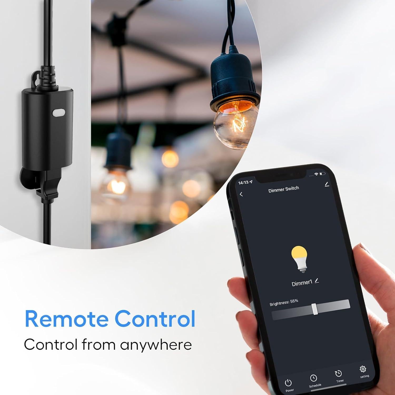 Enchufe Regulador Inteligente Eva IP65 WiFi 400W Negro