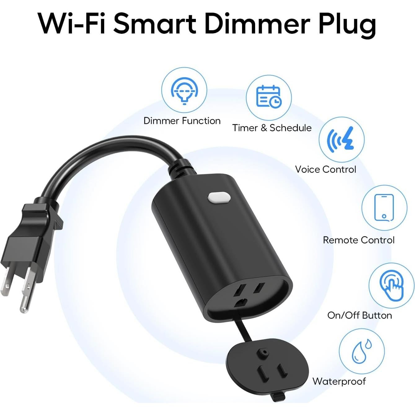 Enchufe Regulador Inteligente Eva IP65 WiFi 400W Negro