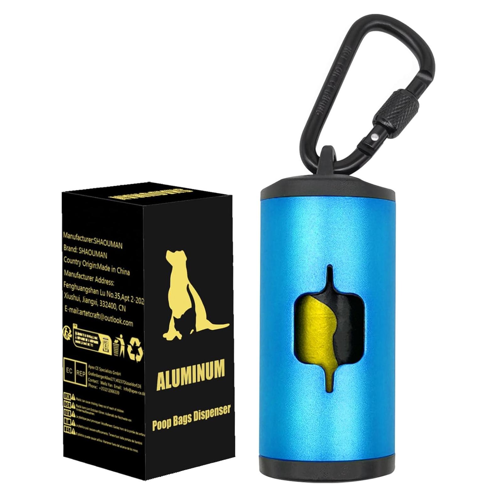 Soporte de bolsa de excremento para perros SHAOMAN azul 1 soporte 15 bolsas