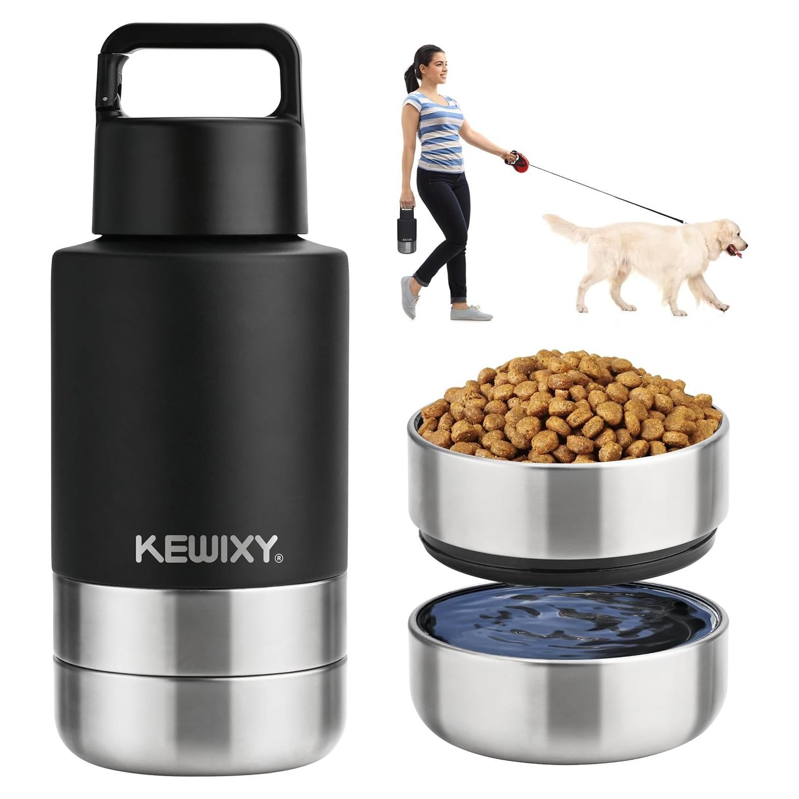 Botella de Agua Aislada para Perros KEWIXY 0.95 L Negra
