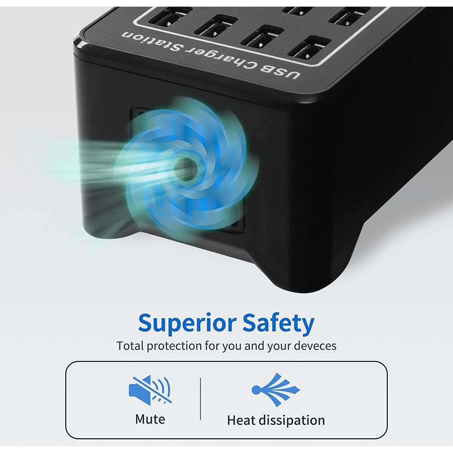 Estación de Carga USB 20 Puertos 100W Cargador Inteligente