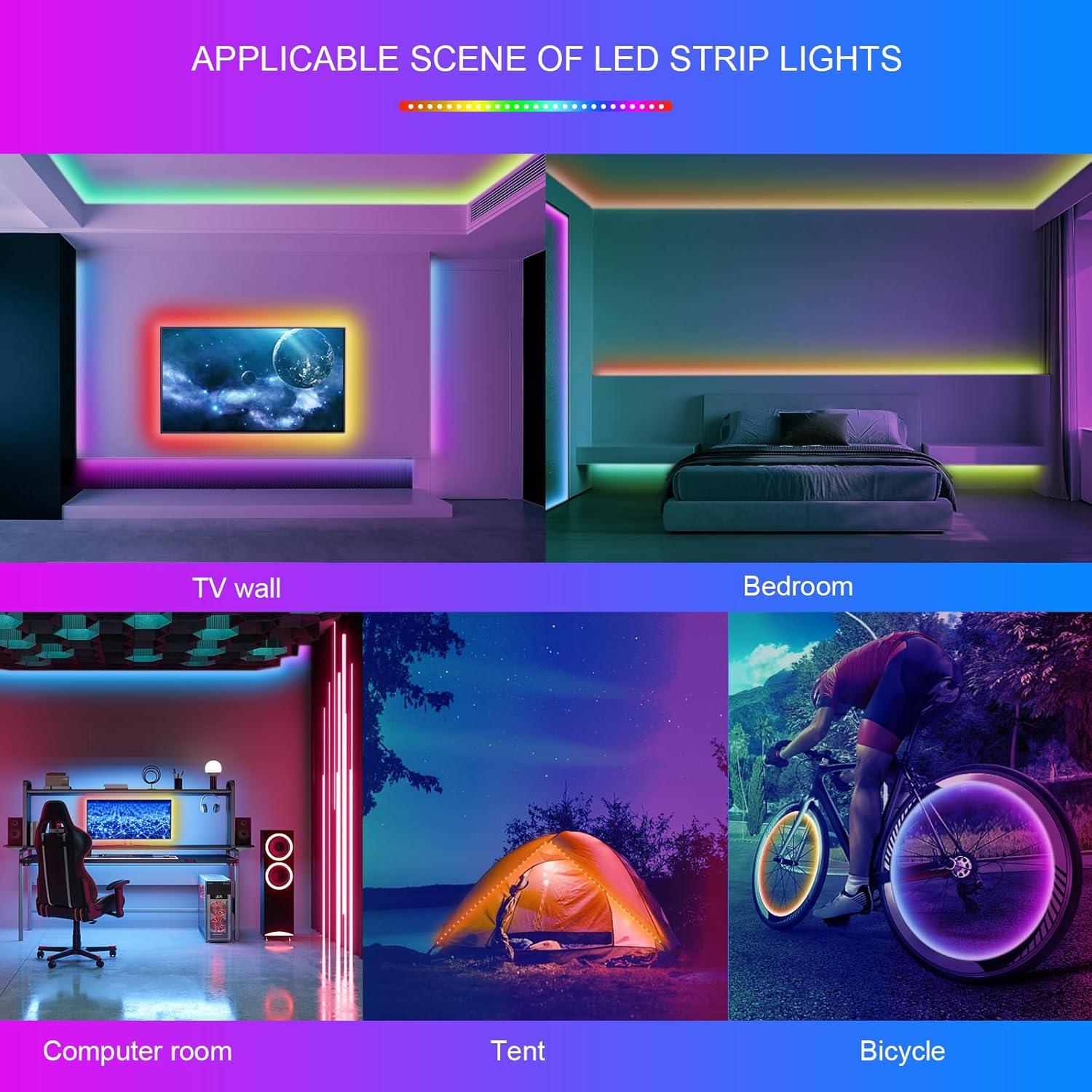 Tira de Luces LED RGB 30.48m HBOWMDJIA con Control Remoto