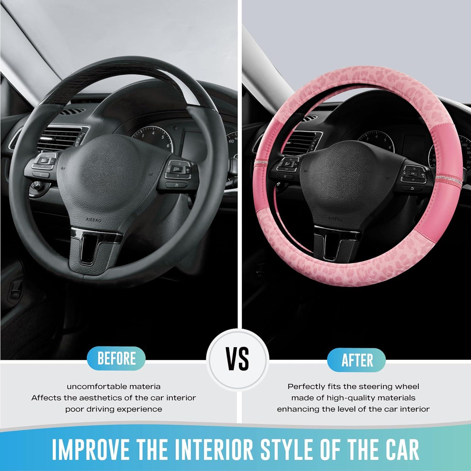 Cubierta de Volante Road Comforts Rosa 15" Antideslizante