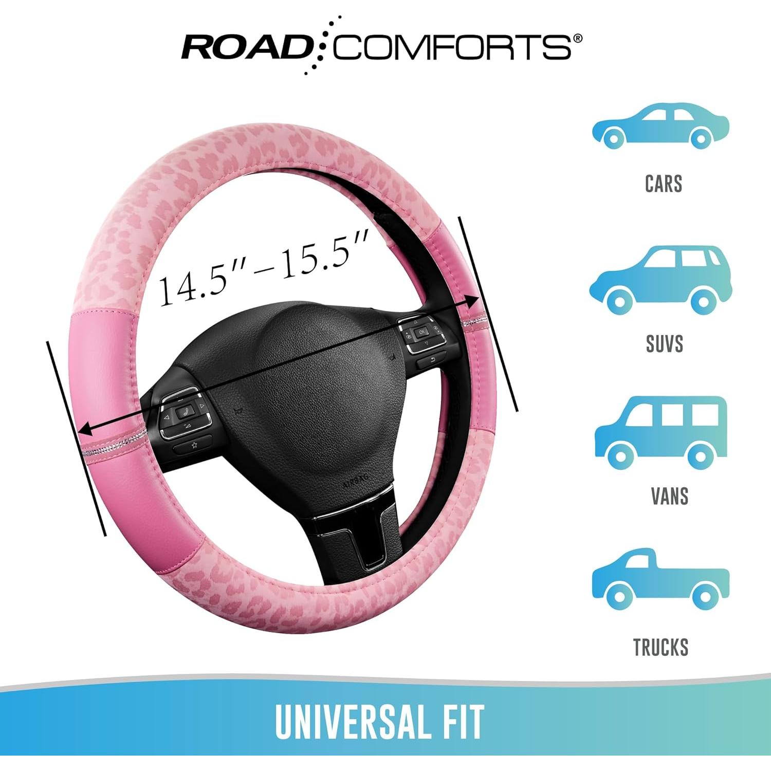 Cubierta de Volante Road Comforts Rosa 15" Antideslizante