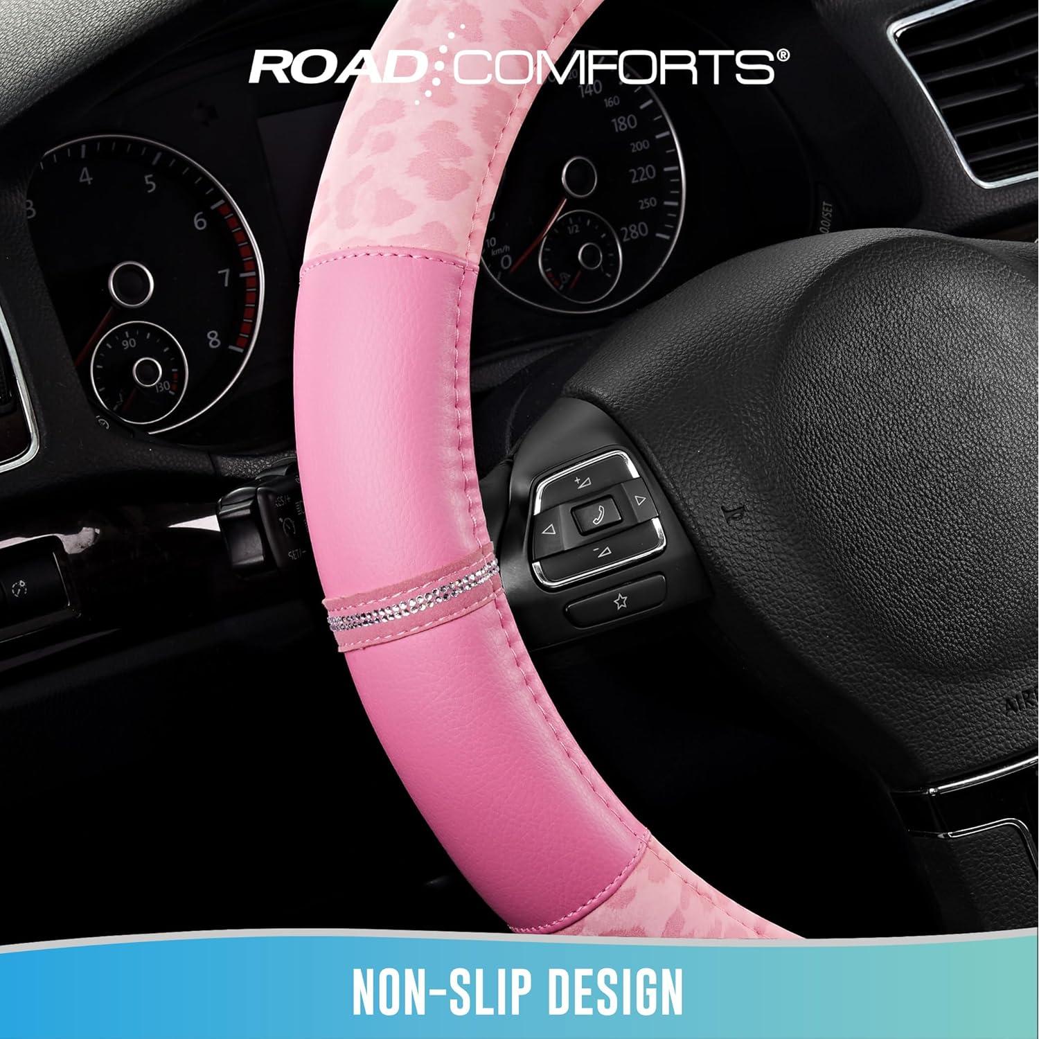 Cubierta de Volante Road Comforts Rosa 15" Antideslizante