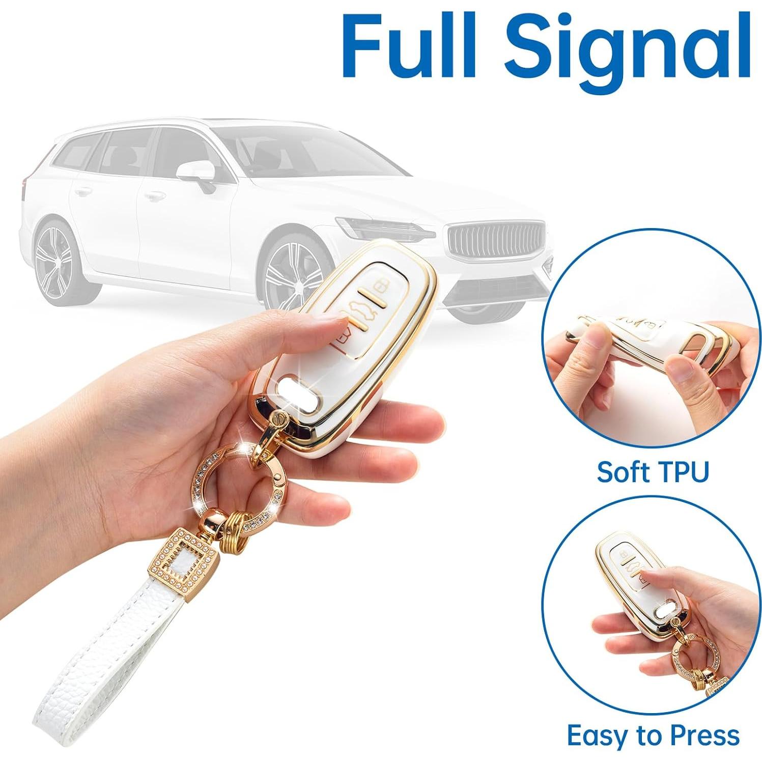 Funda de Llave Audi CACARLIKE con Cordón de Cuero - Protección Completa