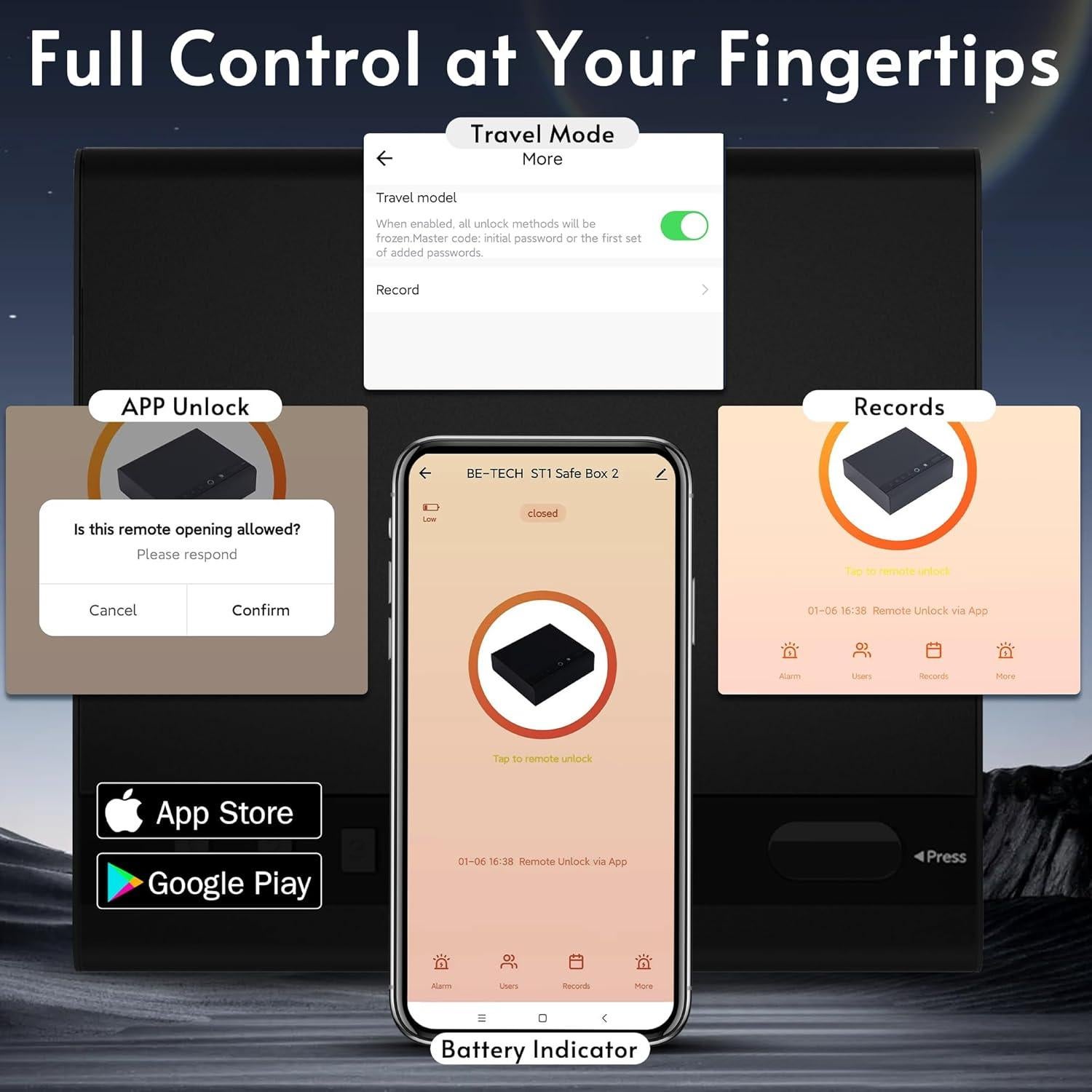 Caja Fuerte Biométrica BE-TECH para Pistolas 3L Acceso Rápido