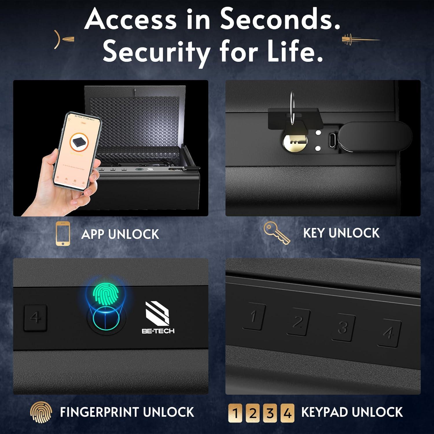 Caja Fuerte Biométrica BE-TECH para Pistolas 3L Acceso Rápido