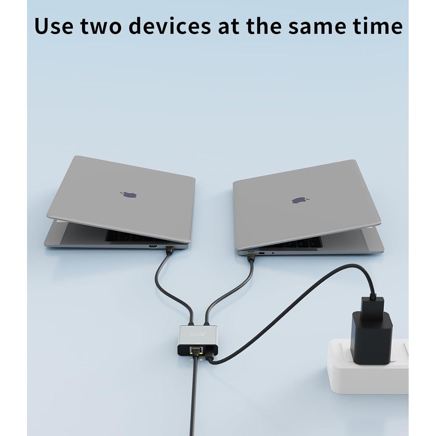 Divisor Ethernet 1 a 2 Reborn RJ45 1000Mbps con USB