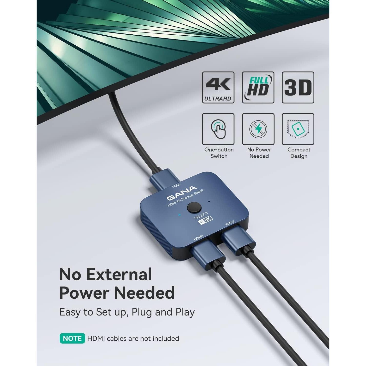 Interruptor HDMI 2.1 GANA Bi-Direccional 4K 8K 48Gbps