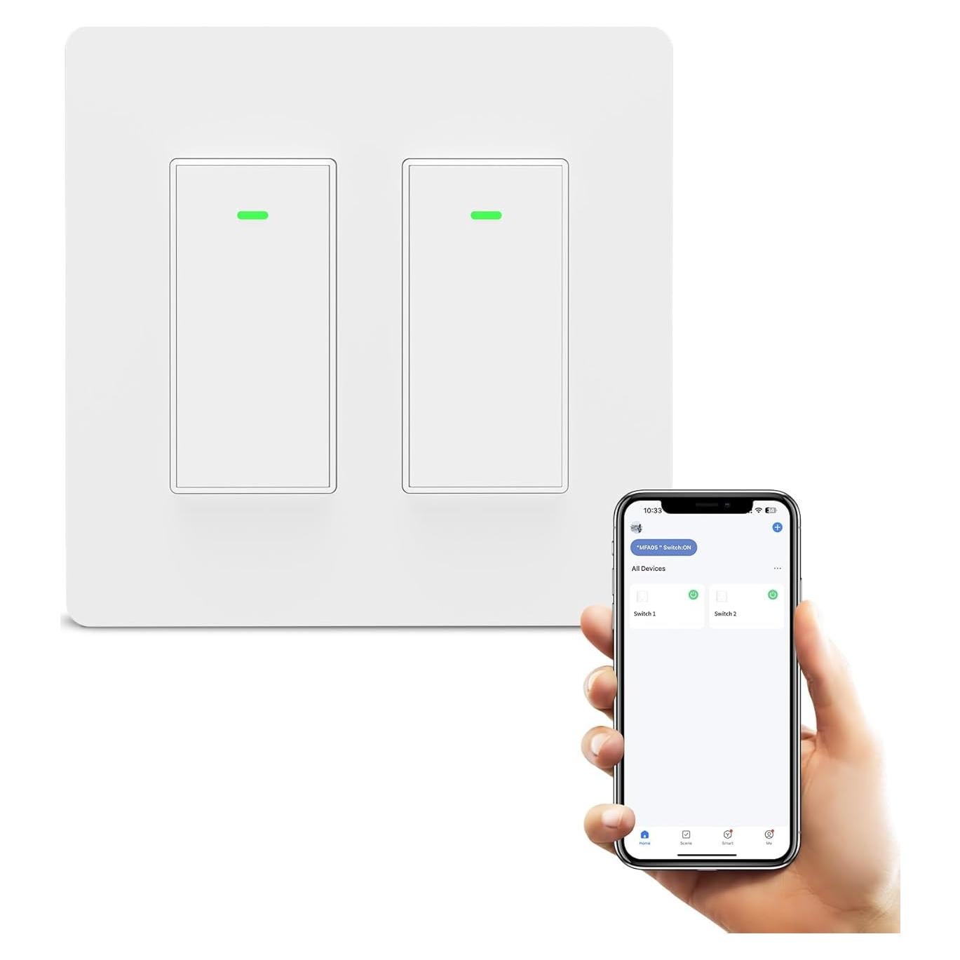Interruptor de Luz Inteligente WiFi 2 Gang Milfra - Control Remoto