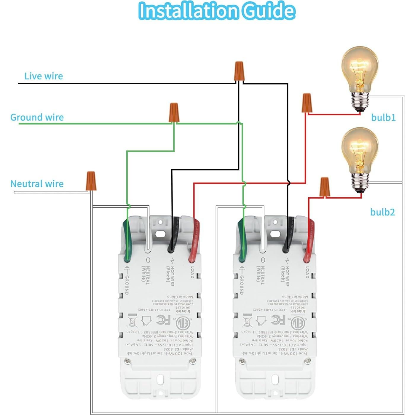 Interruptor de Luz Inteligente WiFi 2 Gang Milfra - Control Remoto