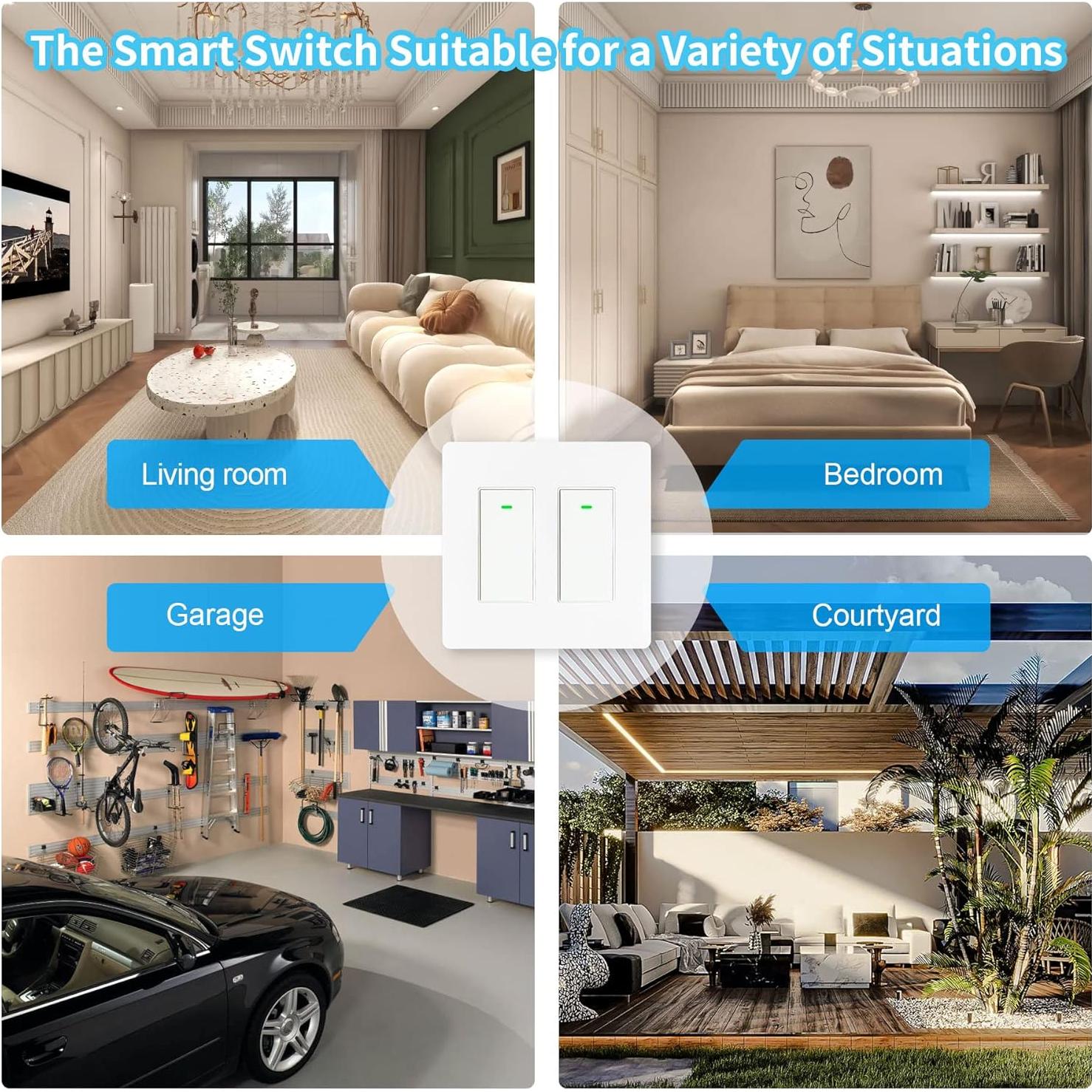 Interruptor de Luz Inteligente WiFi 2 Gang Milfra - Control Remoto