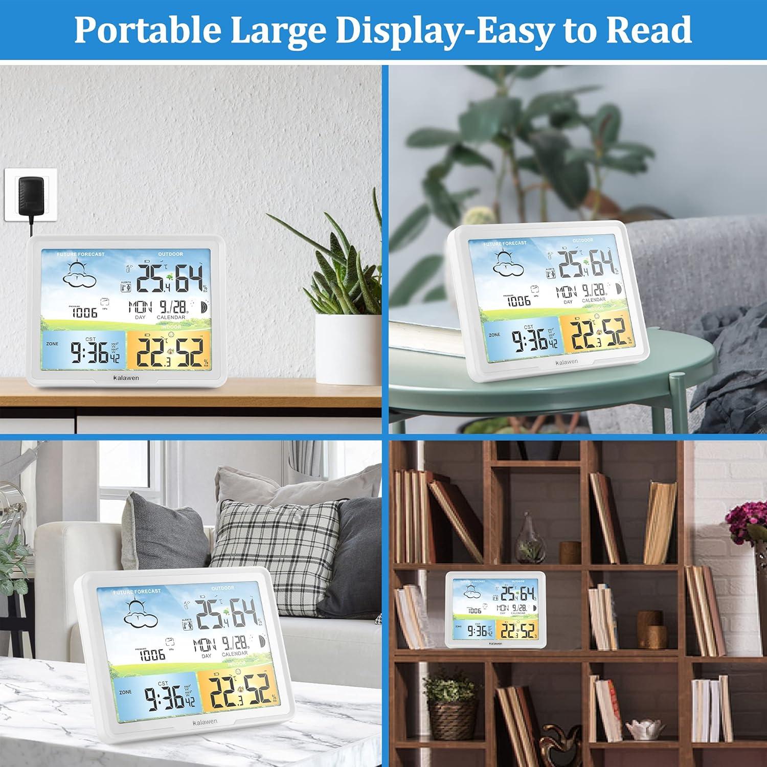 Estación Meteorológica Inalámbrica Kalawen con Reloj Atómico