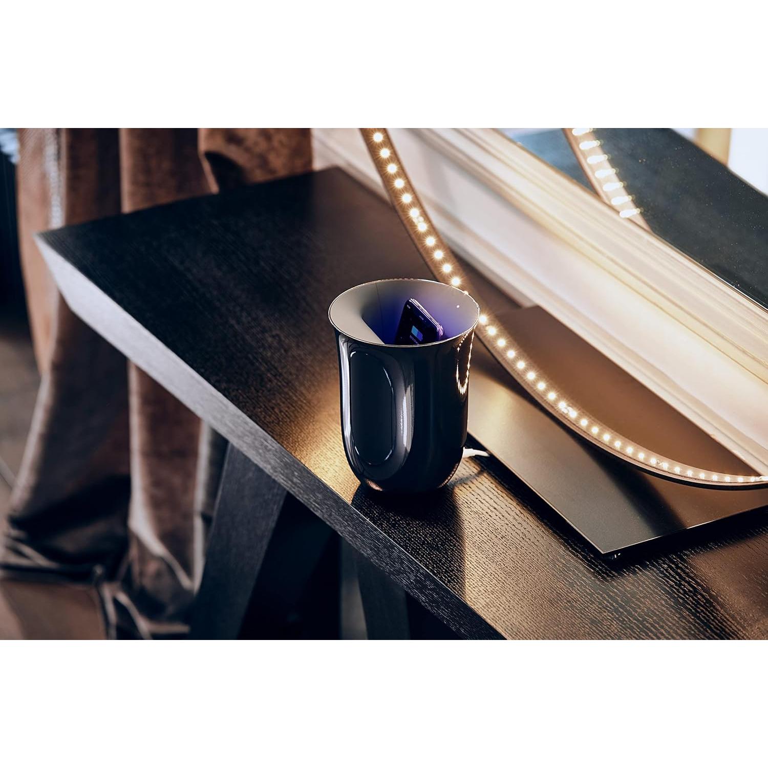 Cargador Inalámbrico Lexon Oblio 10W y Sanitizador UV-C Negro