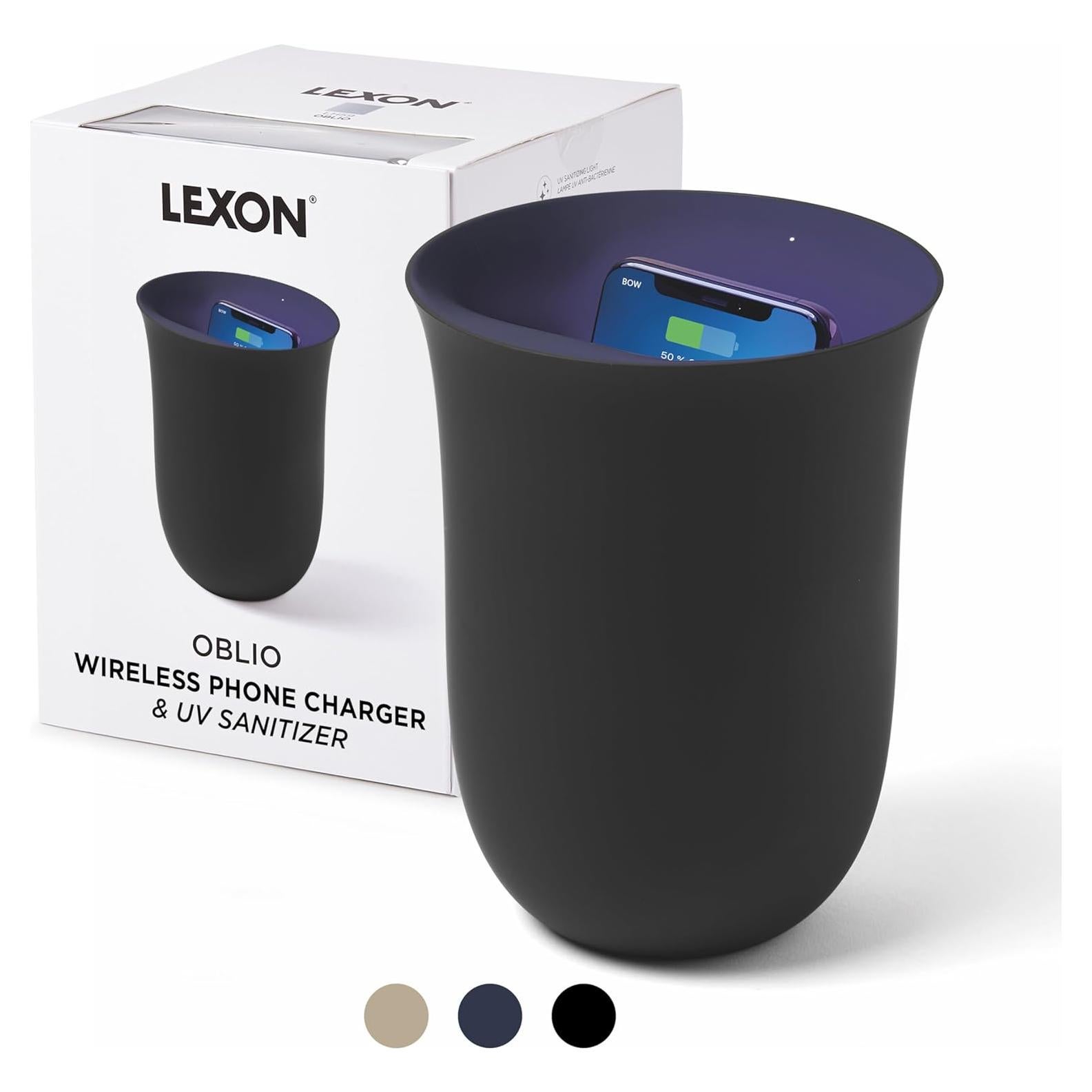 Cargador Inalámbrico Lexon Oblio con Sanitizador UV-C 10W