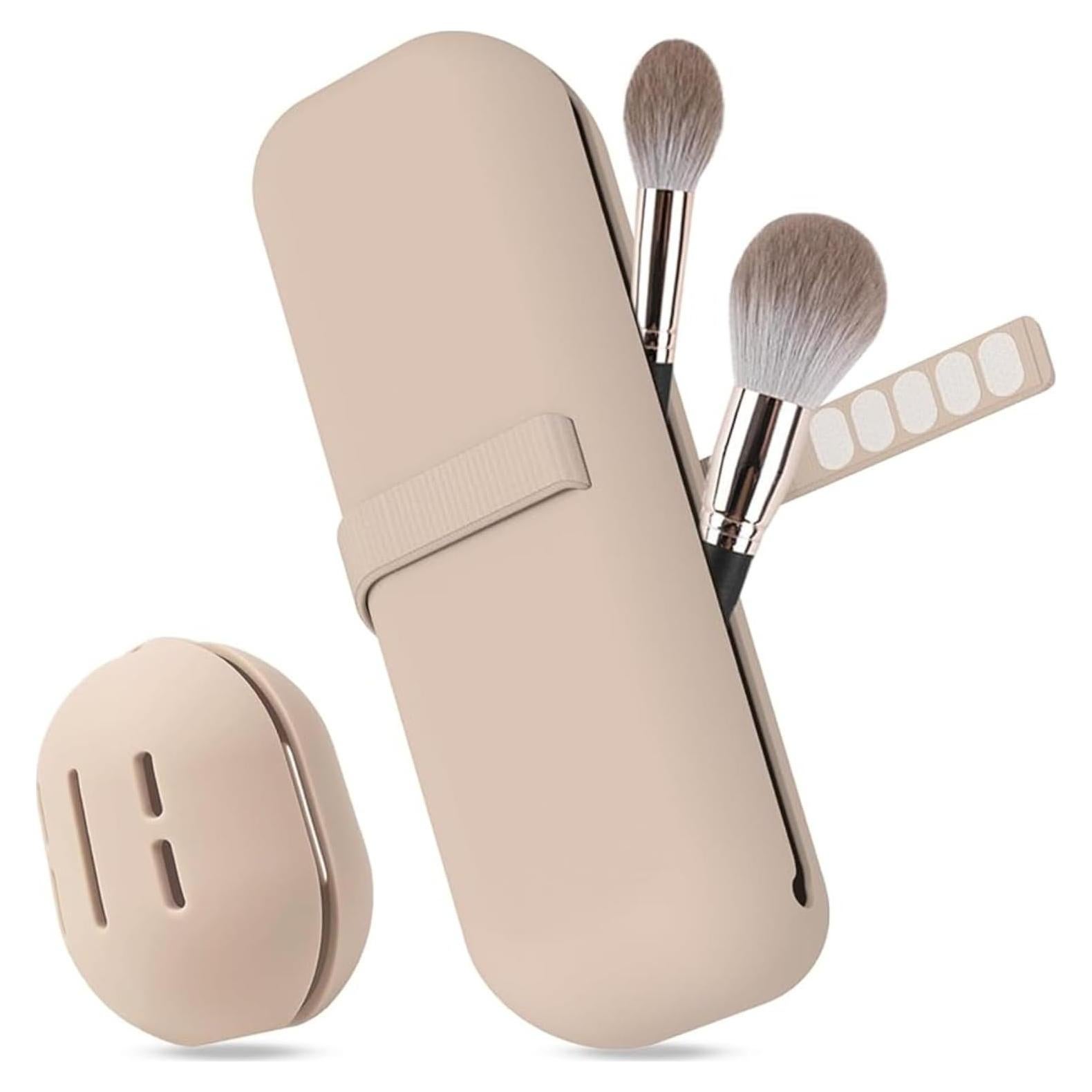 Soporte para Brochas de Maquillaje Caqui - Organizador de Silicona