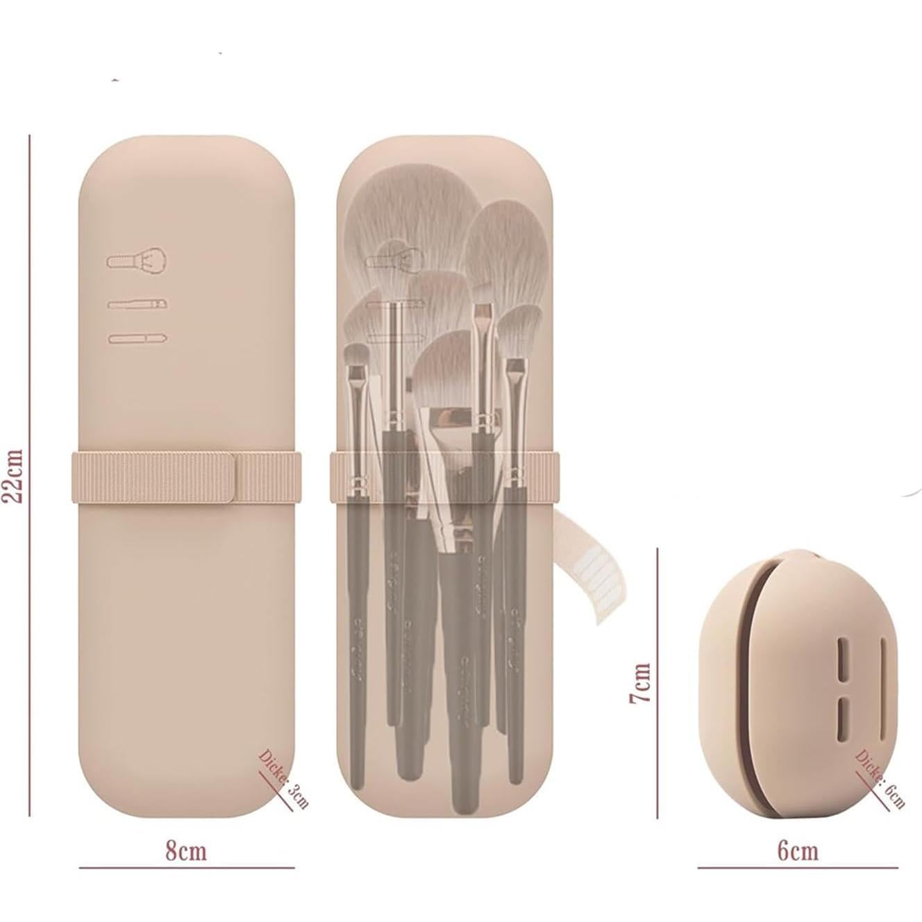 Soporte para Brochas de Maquillaje Caqui - Organizador de Silicona