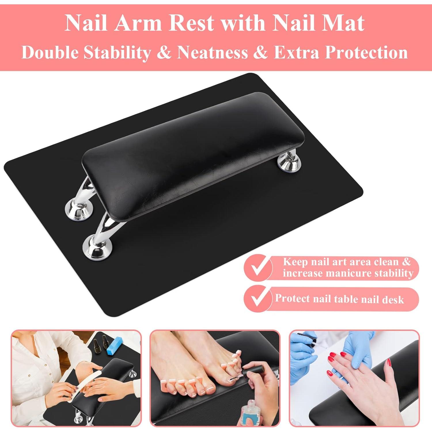 Reposabrazos para Uñas Lionvison Negro con Alfombrilla 60x40cm