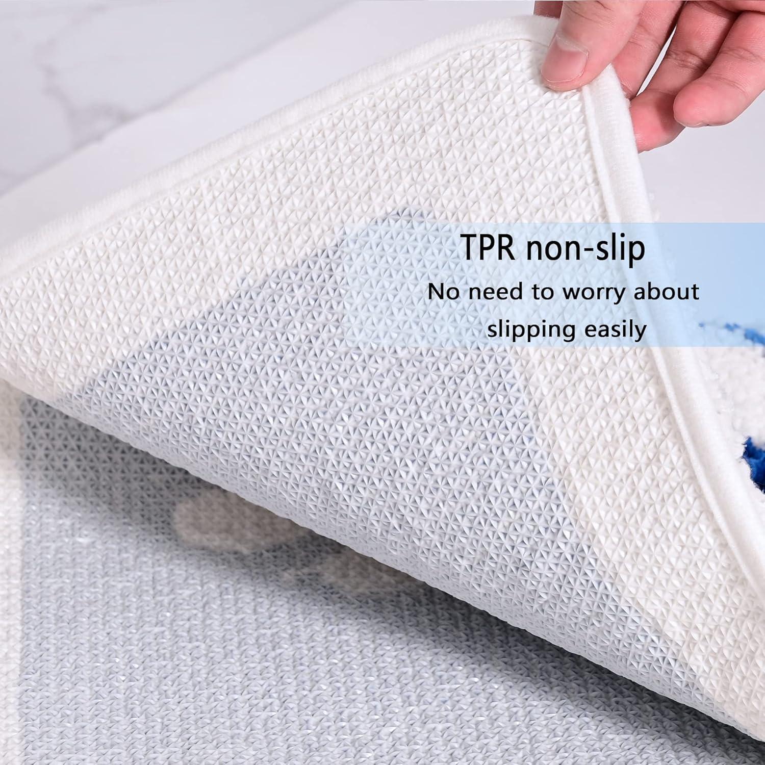 Alfombra de Baño Antideslizante Dorruger 50x81 cm Floral Azul