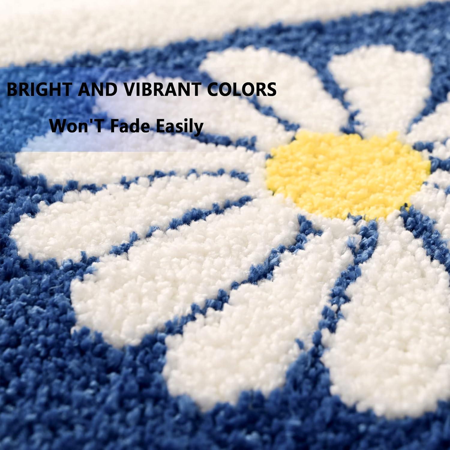 Alfombra de Baño Antideslizante Dorruger 50x81 cm Floral Azul