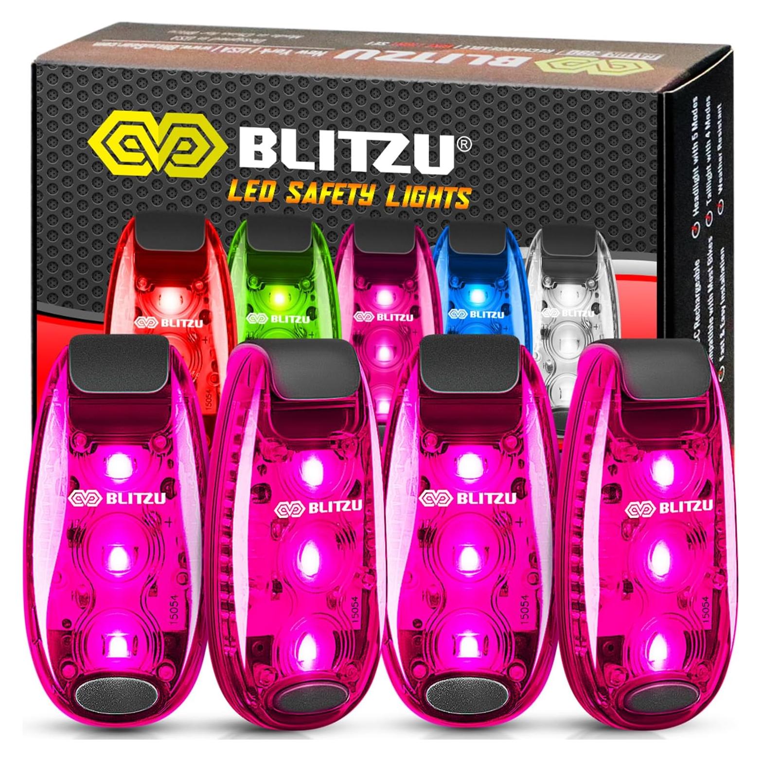 Paquete de 4 Luces LED de Seguridad BLITZU Rosa Clip-On