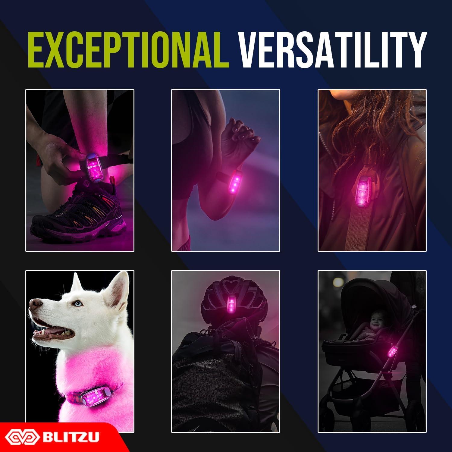 Paquete de 4 Luces LED de Seguridad BLITZU Rosa Clip-On