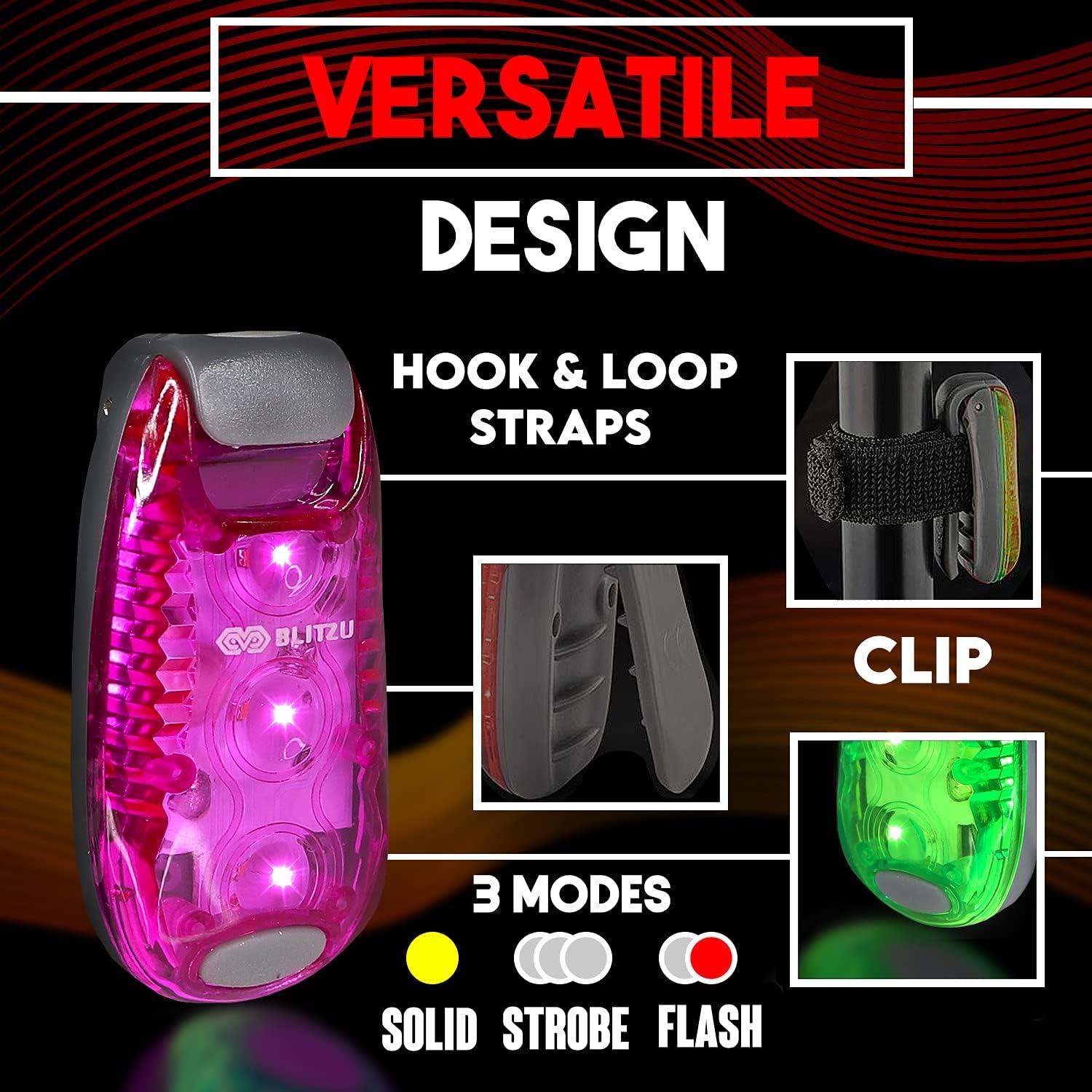 Paquete de 4 Luces LED de Seguridad BLITZU Rosa Clip-On