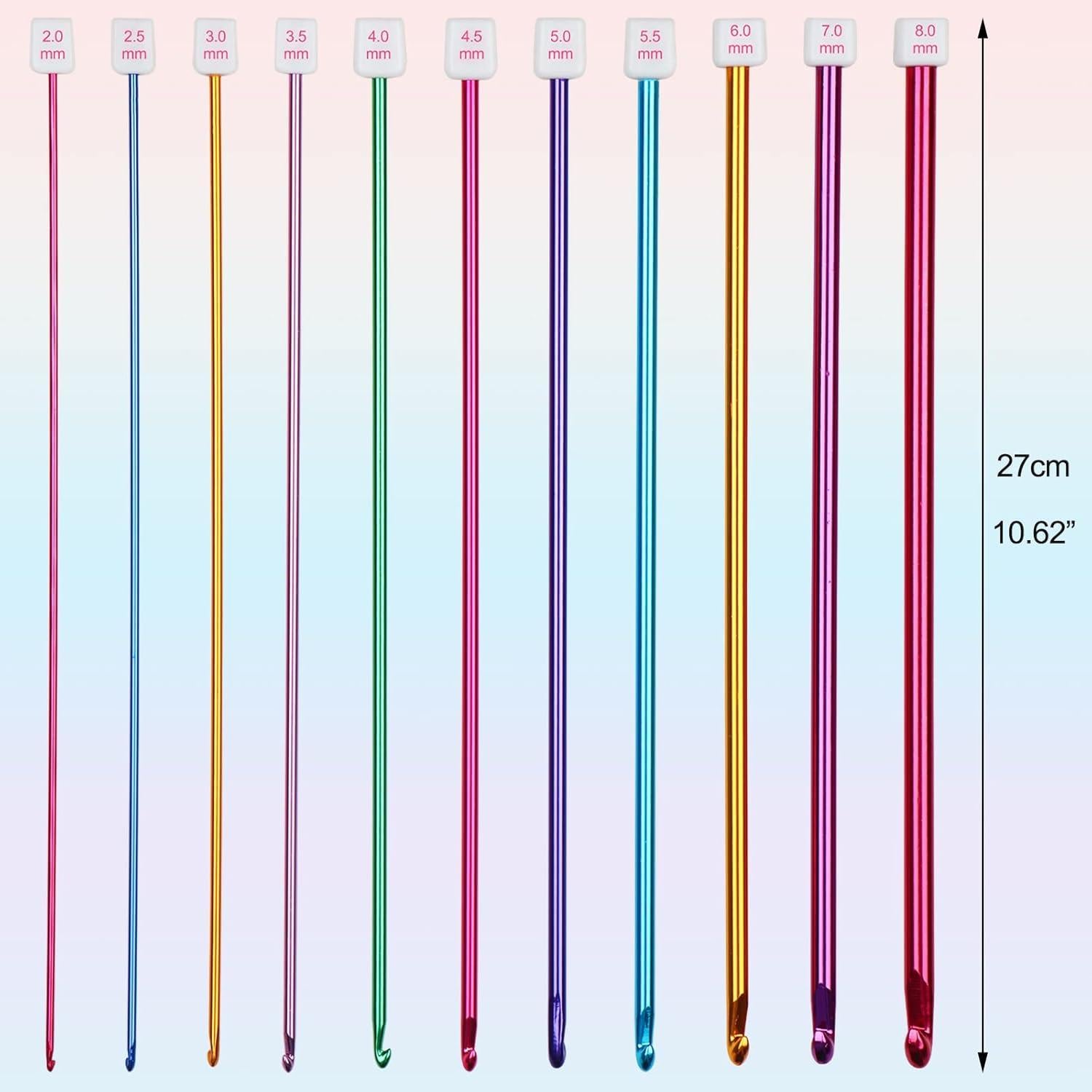 Juego de Agujas de Crochet Tunecino Aeelike 11pcs 2mm a 8mm