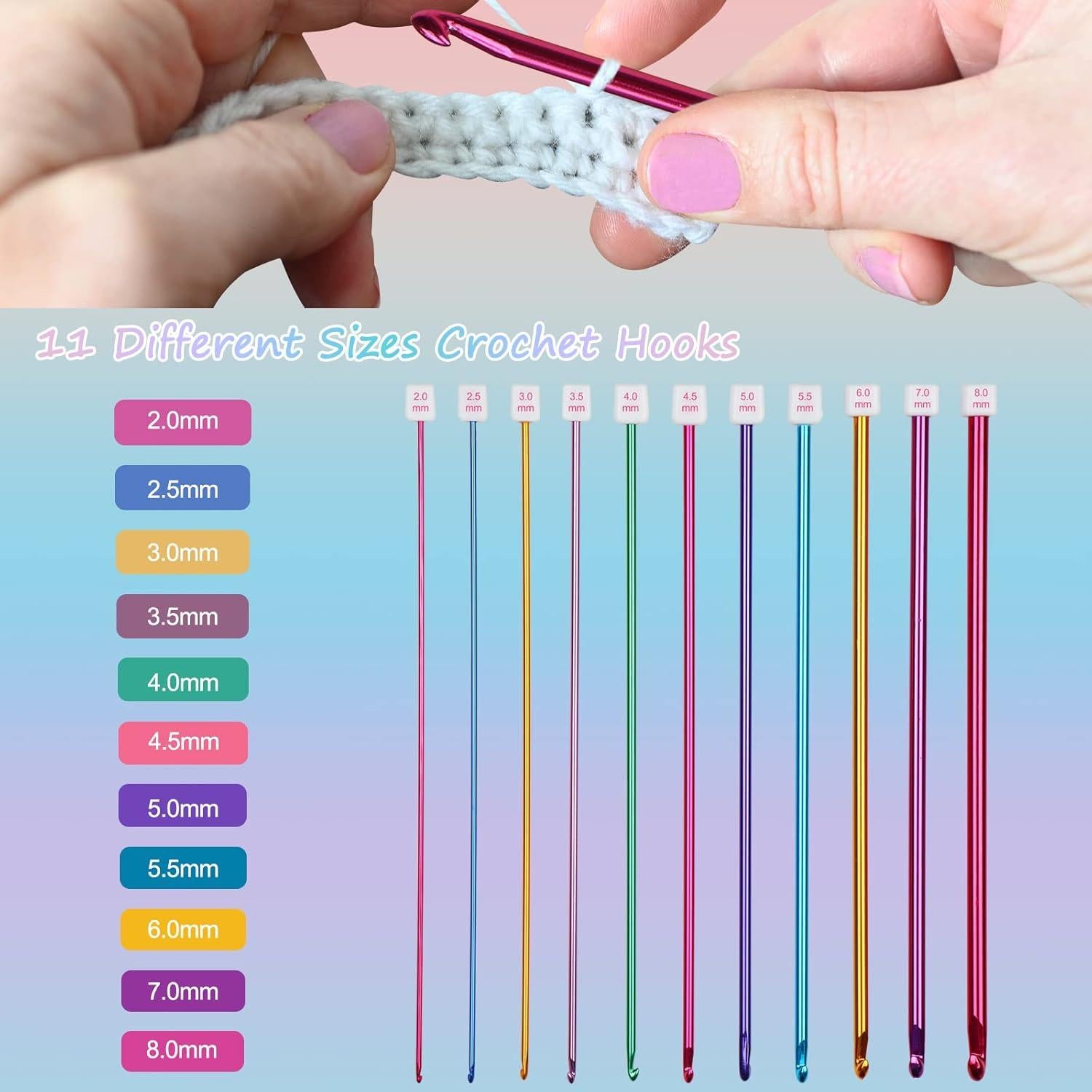 Juego de Agujas de Crochet Tunecino Aeelike 11pcs 2mm a 8mm