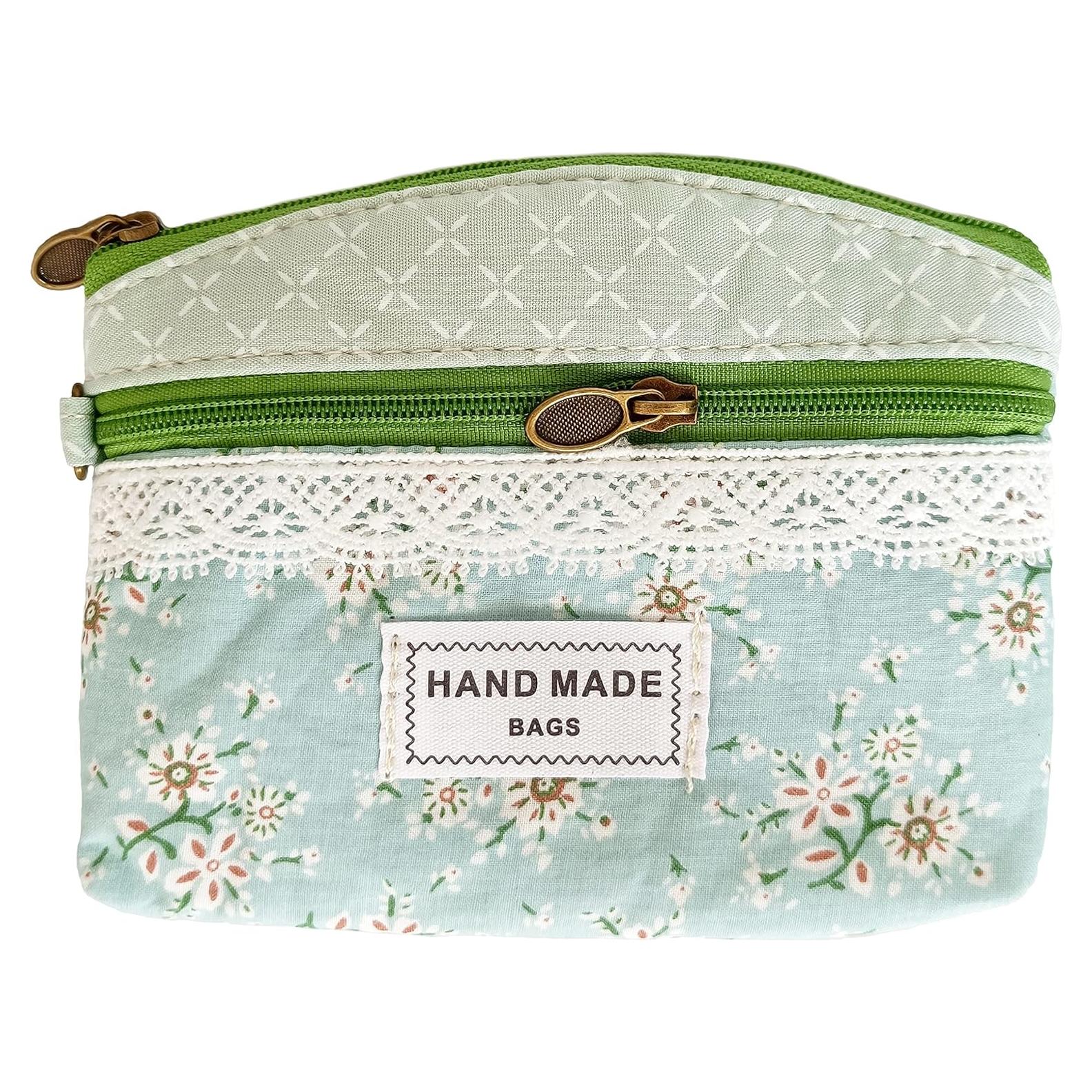 Monedero de Algodón para Mujeres YHmyok Verde Azul 11x14 cm