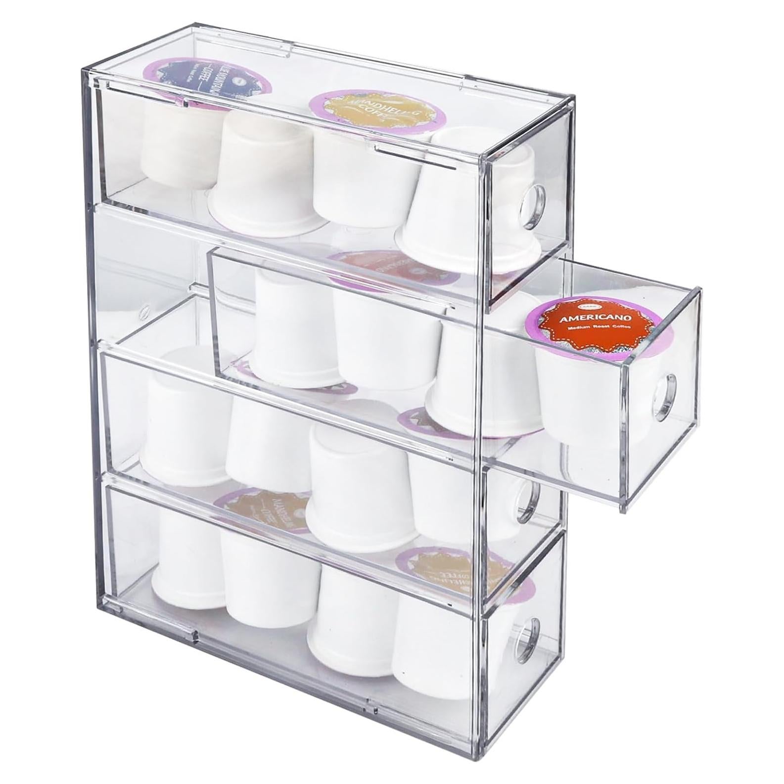 Soporte de cápsulas de café NOKI acrílico 4 cajones transparente