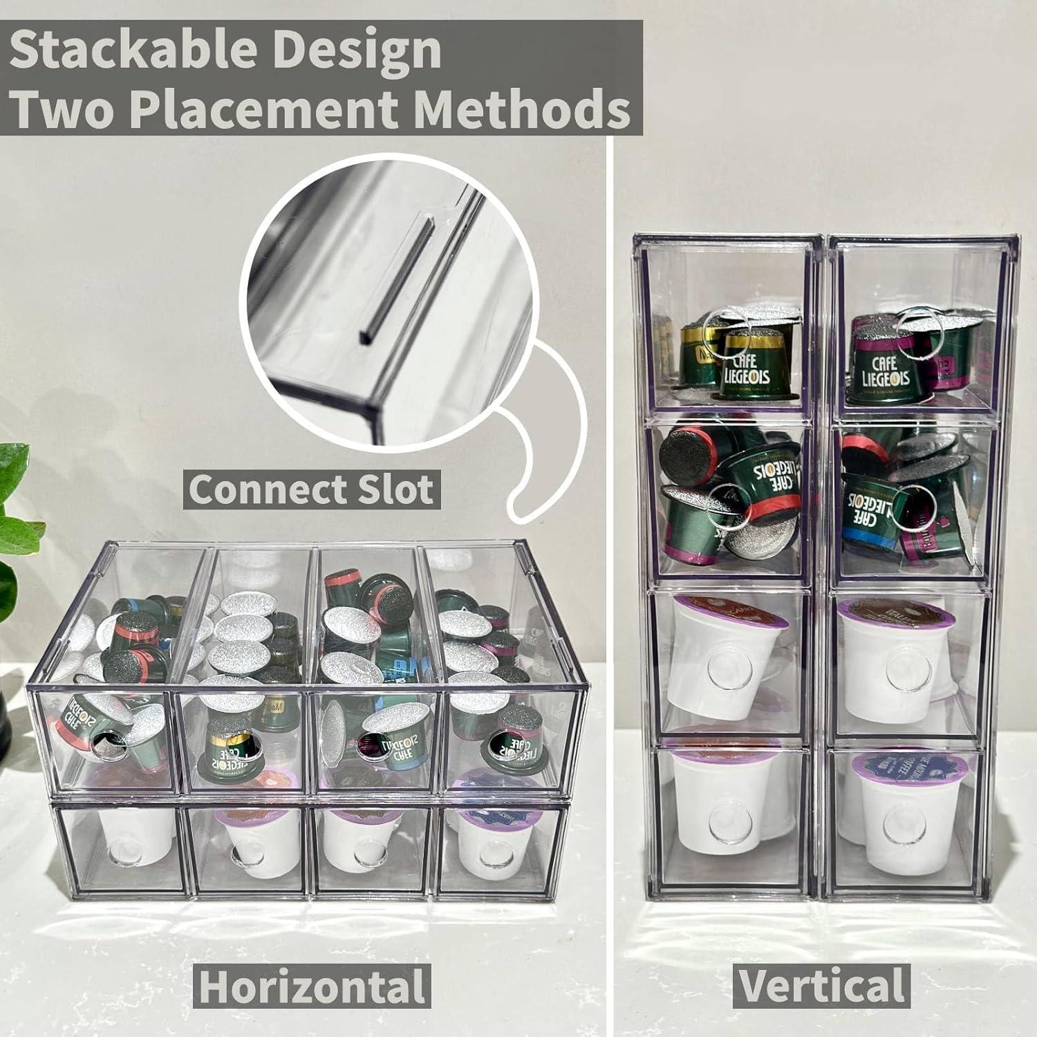 Soporte de cápsulas de café NOKI acrílico 4 cajones transparente