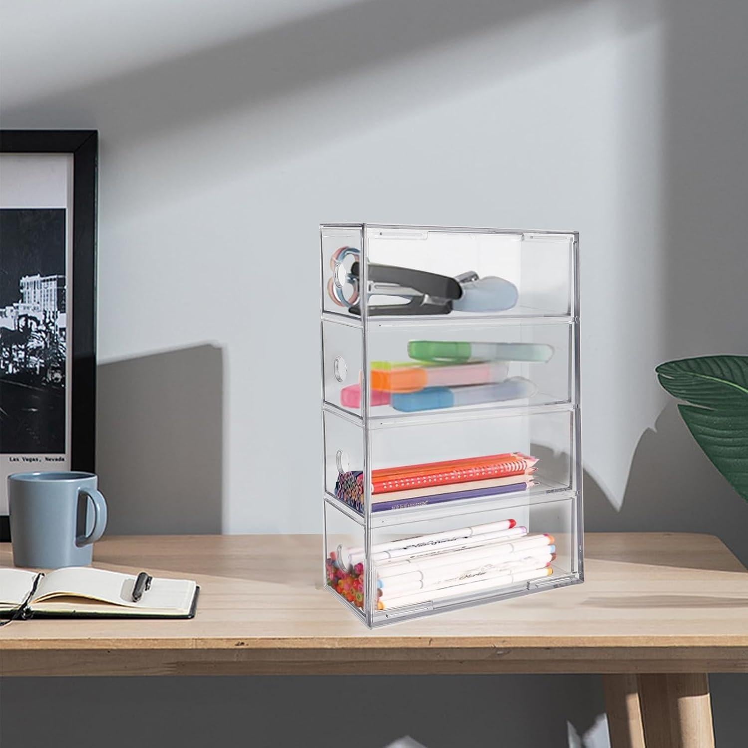Soporte de cápsulas de café NOKI acrílico 4 cajones transparente