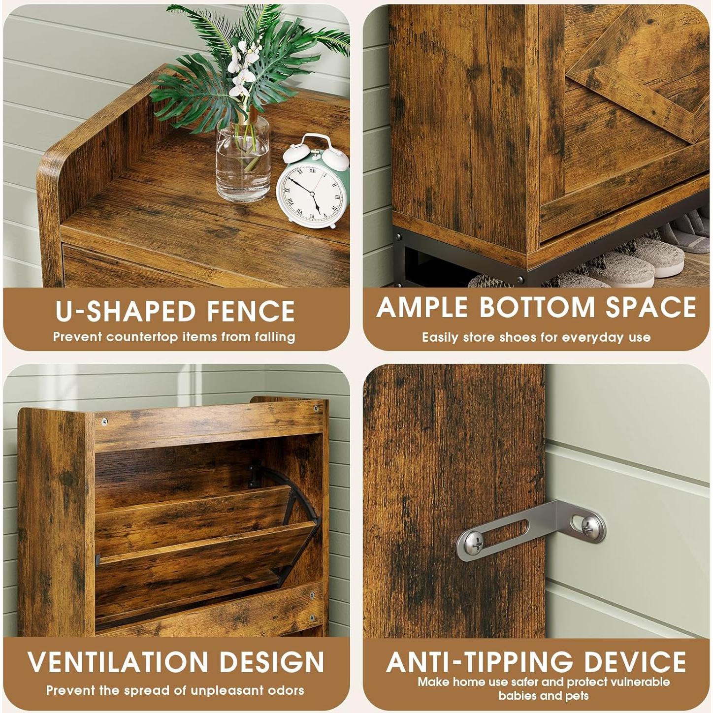 Armario para zapatos GRUSIGN XG-SD Marrón 4 estantes ajustables