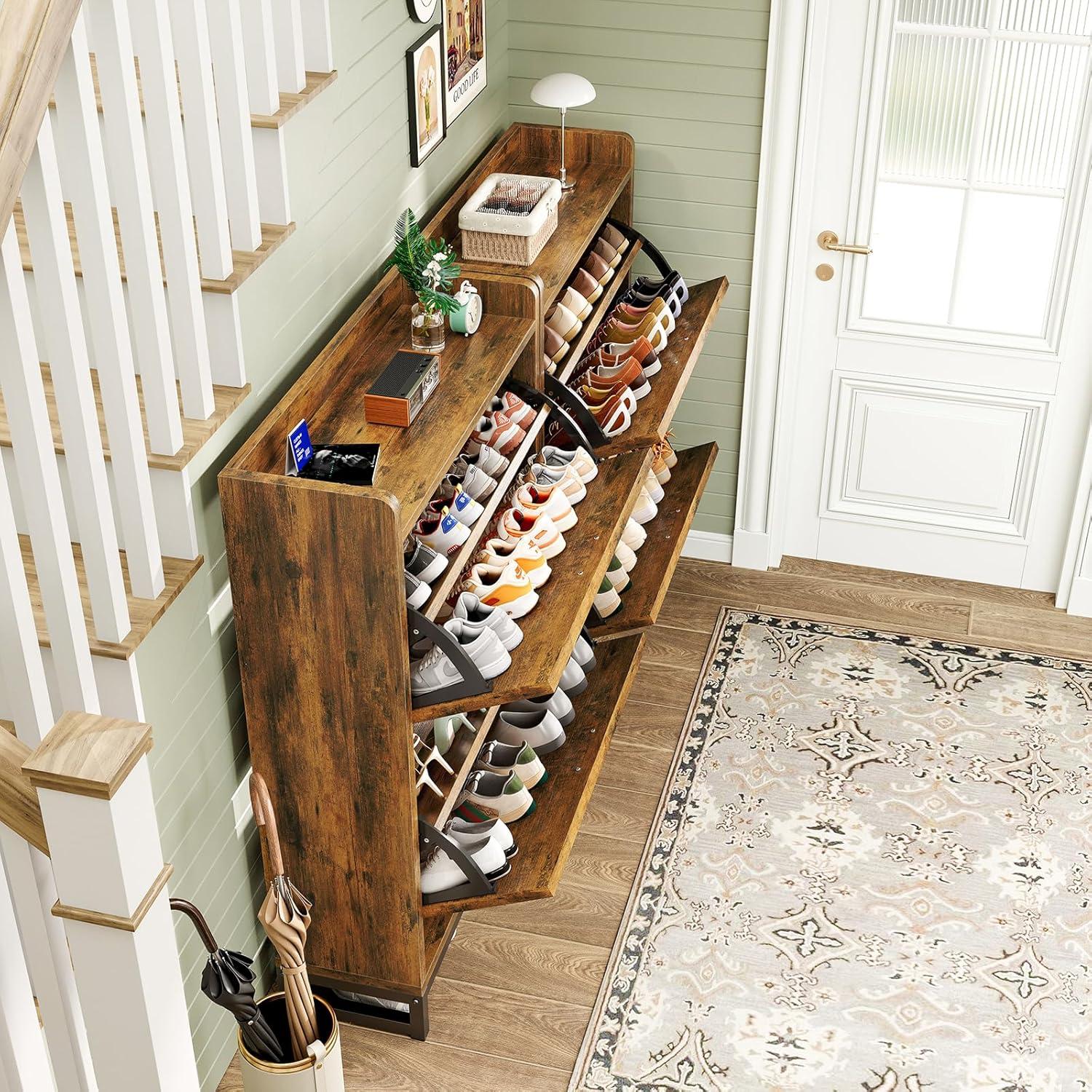 Armario para zapatos GRUSIGN XG-SD Marrón 4 estantes ajustables