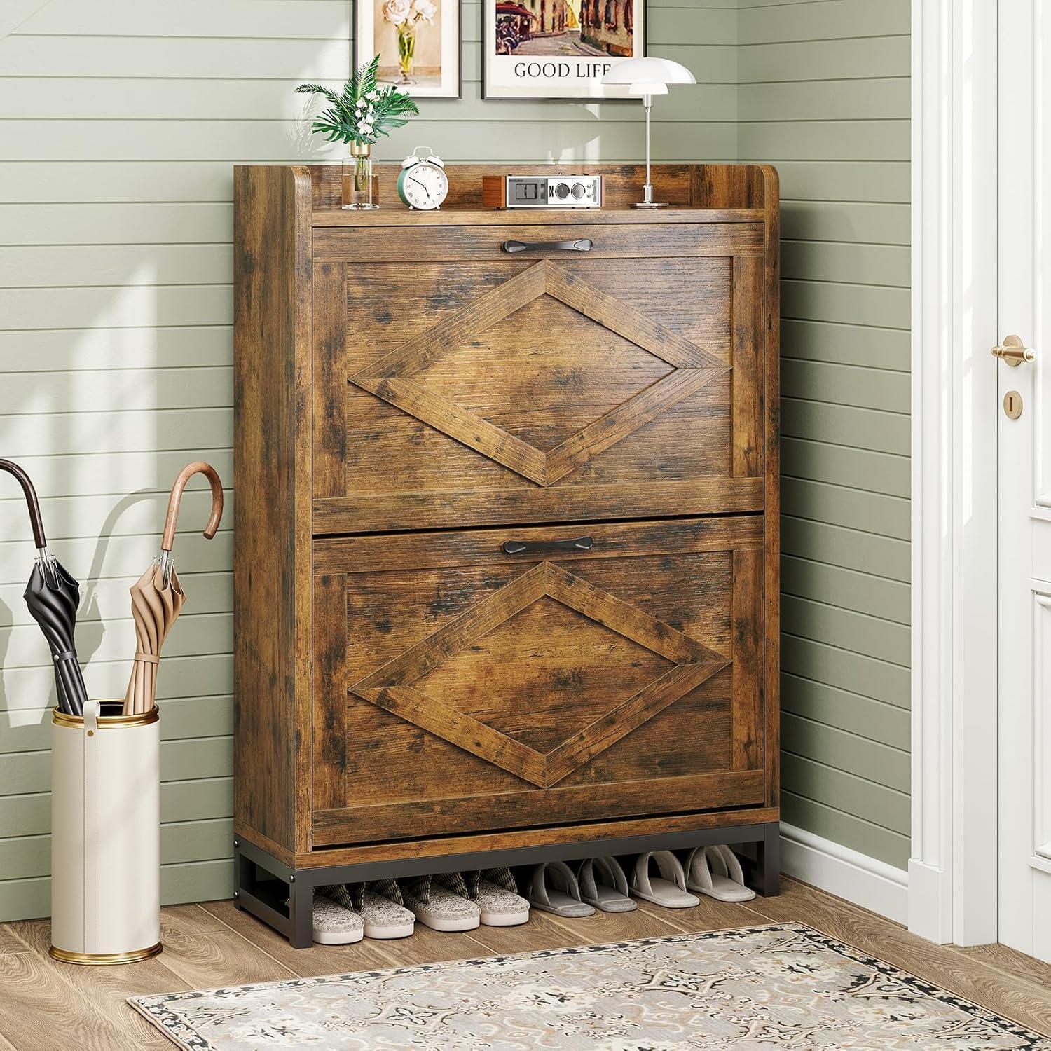 Armario para zapatos GRUSIGN XG-SD Marrón 4 estantes ajustables