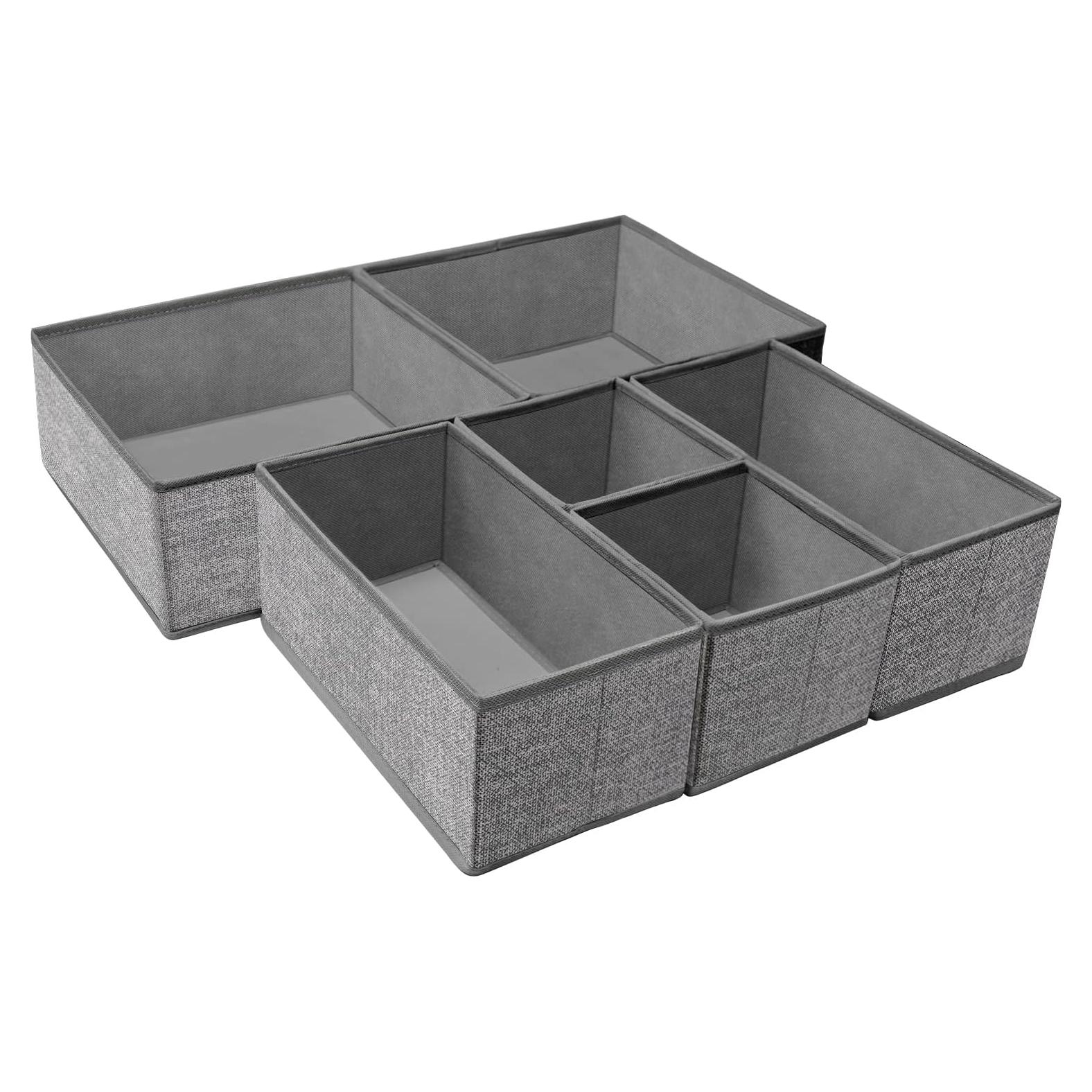 Organizador de Cajones Plegable Criusia - 6 Bins Gris